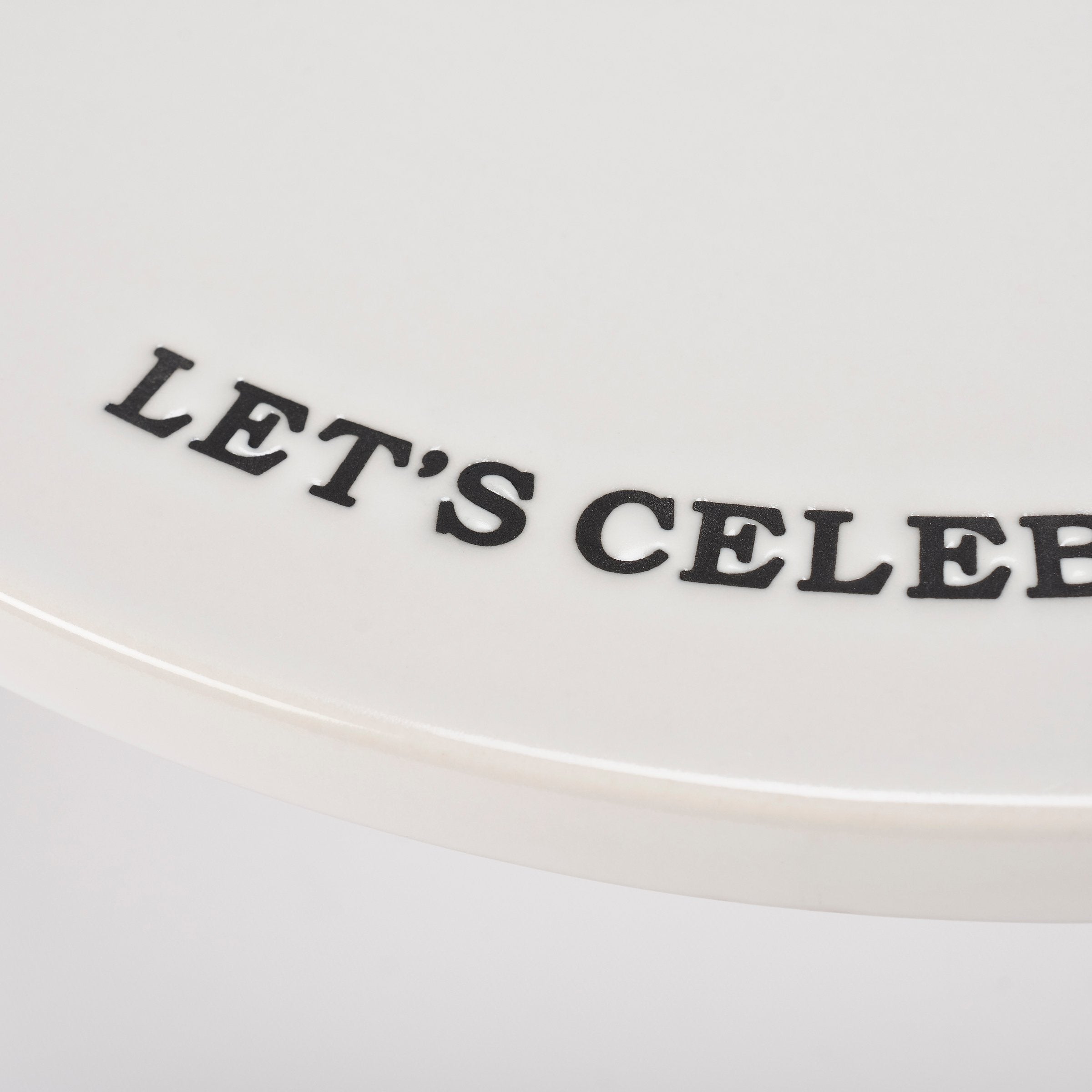 Elegant White Stoneware 'Let's Celebrate' Cake Stand - Food Safe Dessert Display