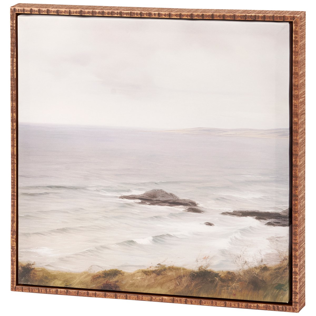 Two-Piece Coastal Shoreline Canvas Art Set with Natural Wood Frames