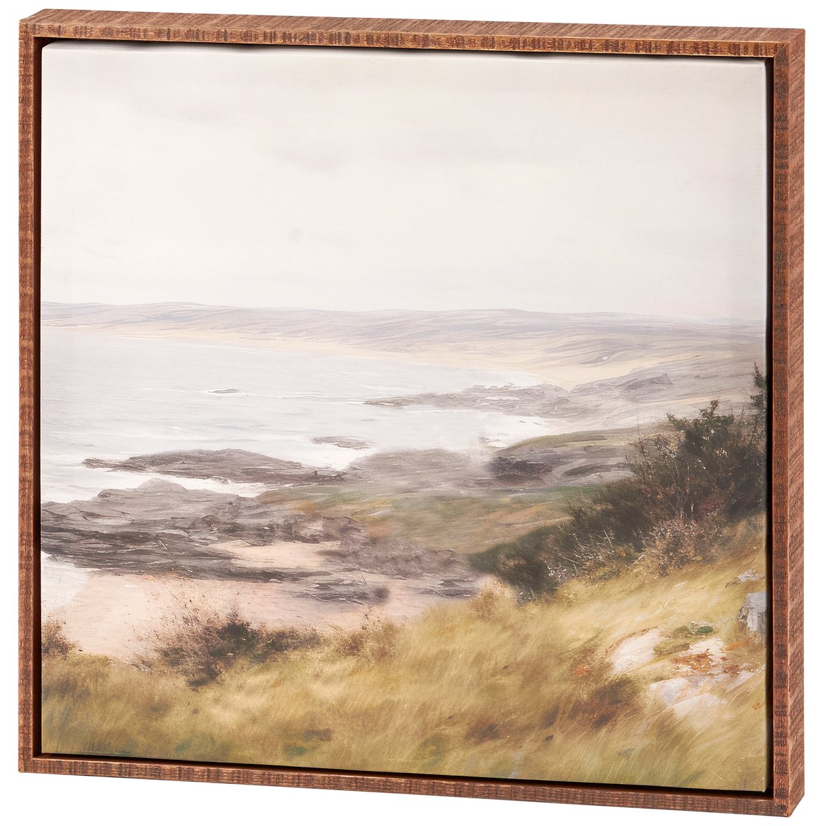 Two-Piece Coastal Shoreline Canvas Art Set with Natural Wood Frames