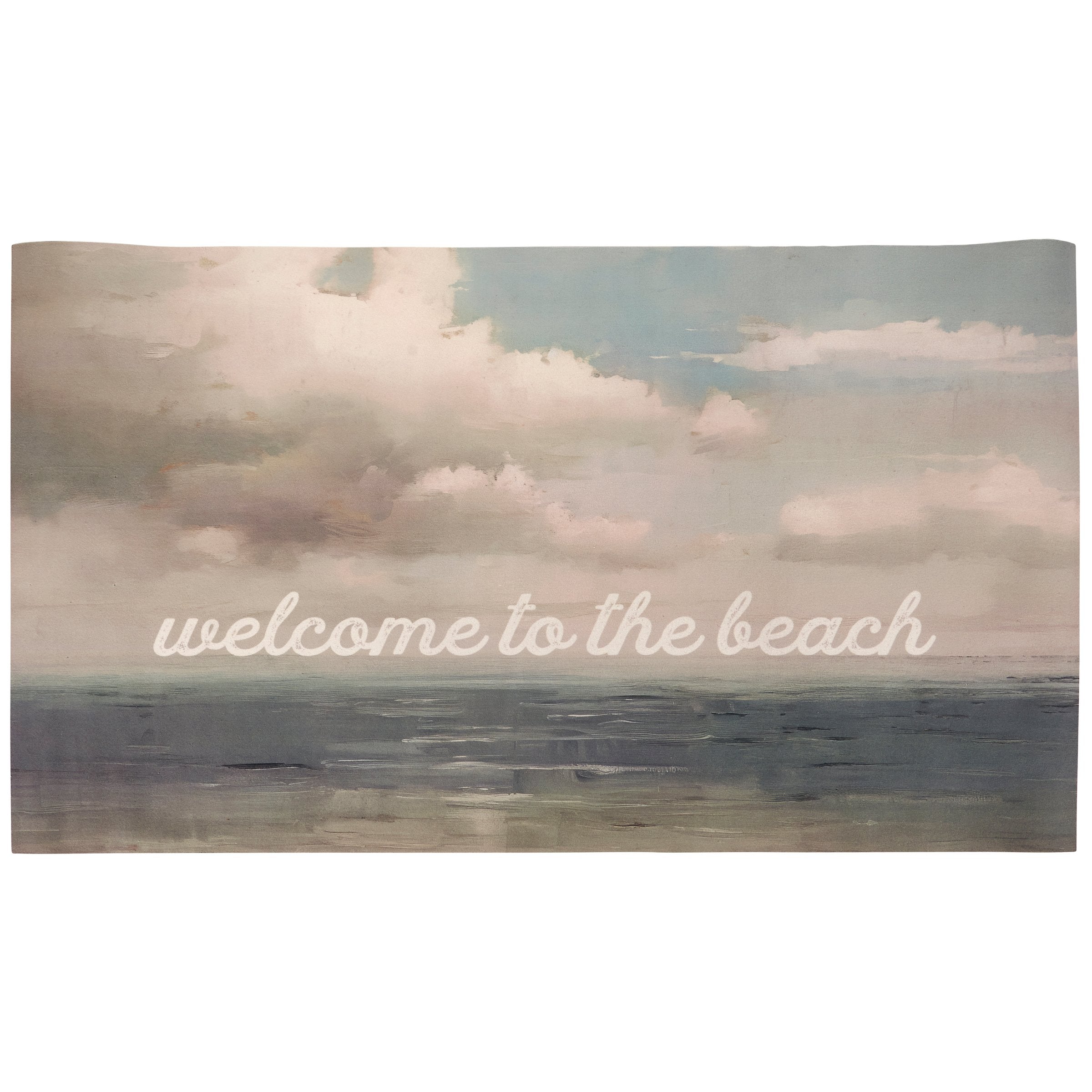 Charming Welcome To The Beach Rug: Indoor/Outdoor Polyester, Skid-Resistant Coastal Decor