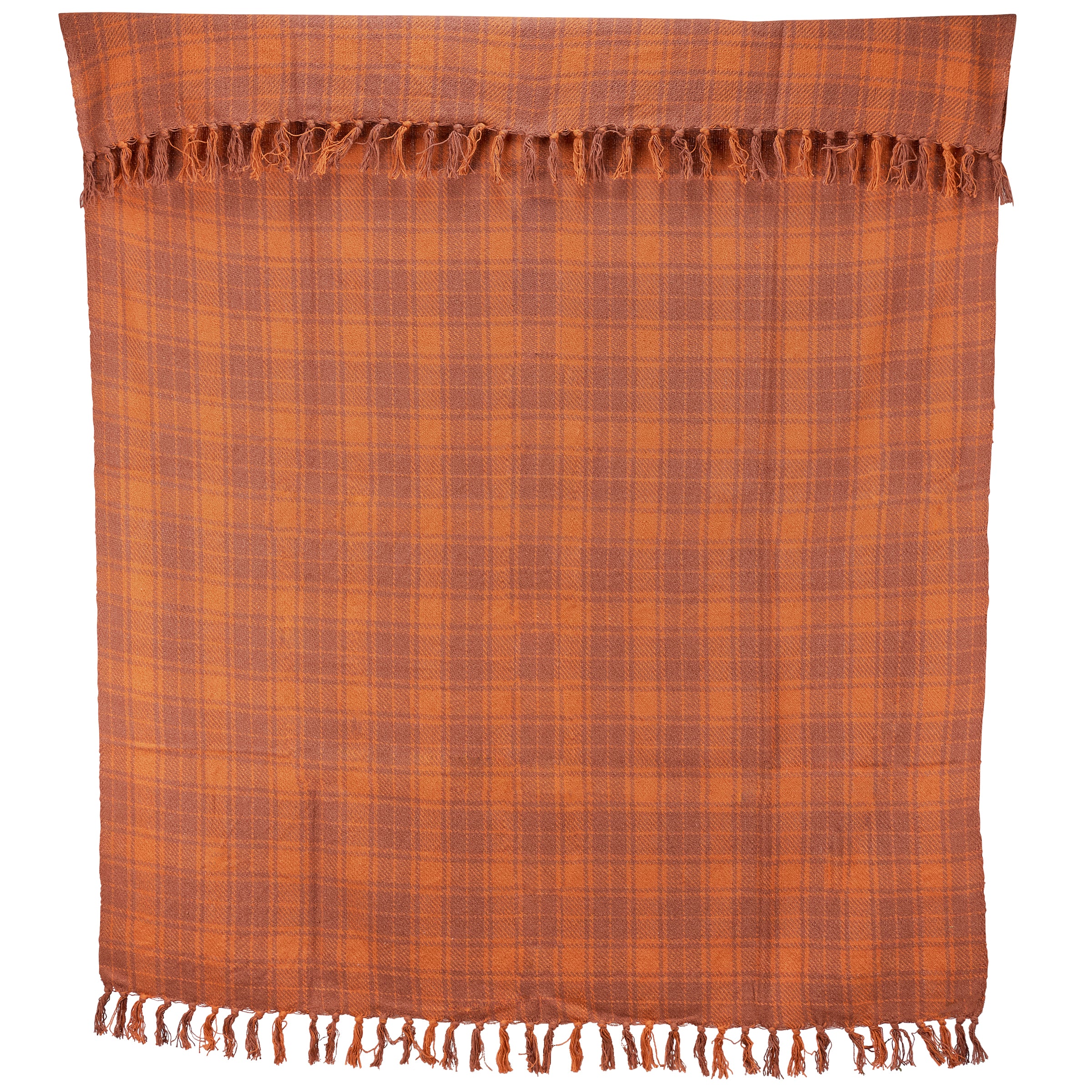Cozy Orange Tartan Cotton Throw Blanket with Tassels for Rustic Cabin Decor