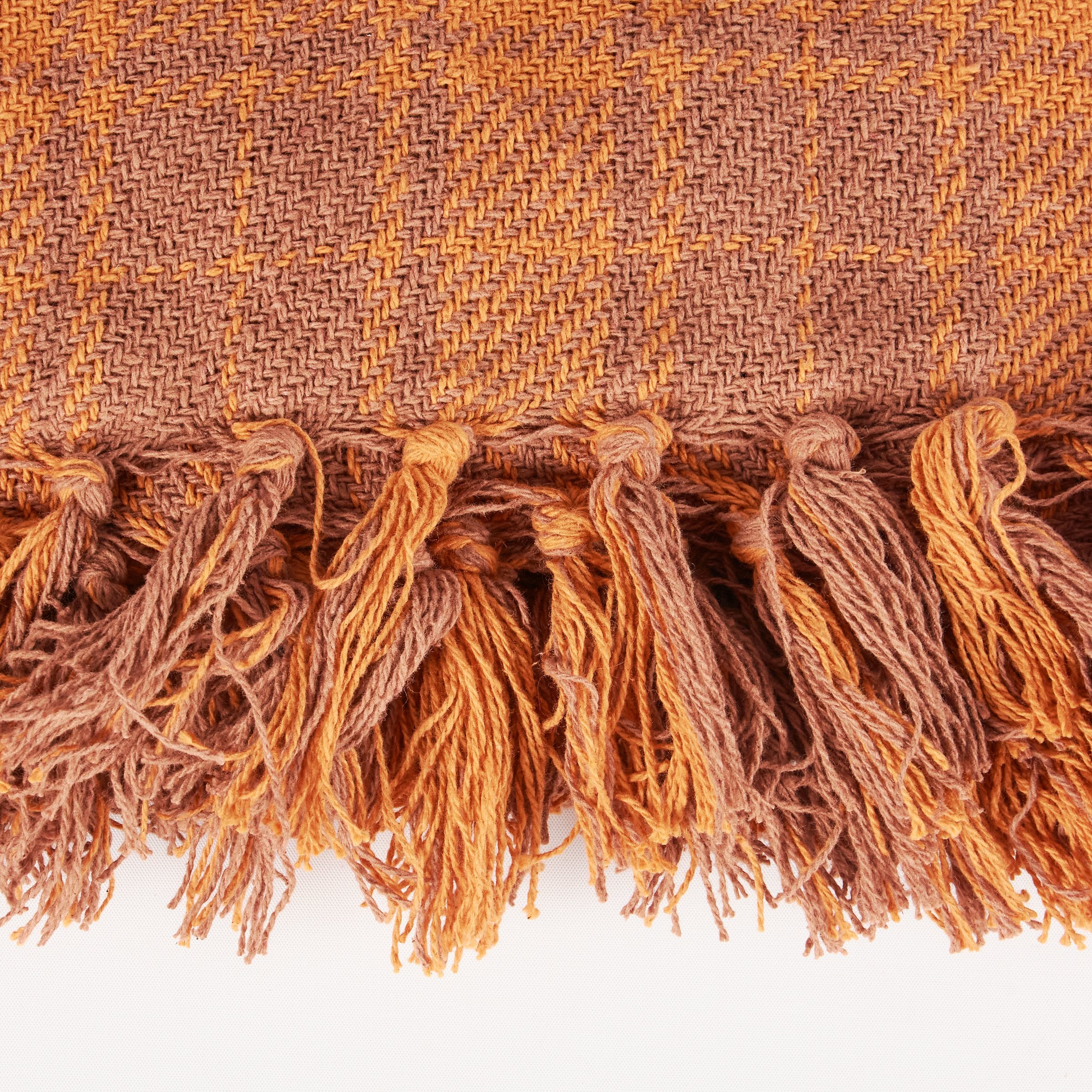 Cozy Orange Tartan Cotton Throw Blanket with Tassels for Rustic Cabin Decor