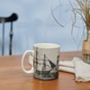 Vintage Schooner Ocean Scene Stoneware Mug - 20oz Durable Beach Collection Drinkware