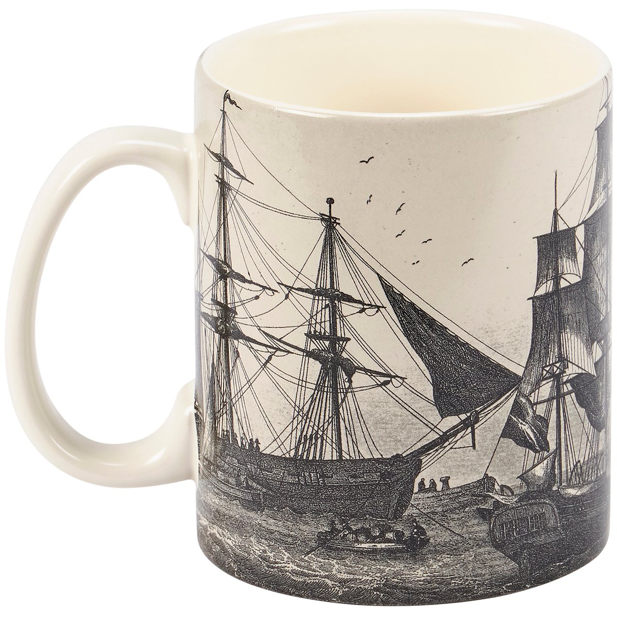 Vintage Schooner Ocean Scene Stoneware Mug - 20oz Durable Beach Collection Drinkware