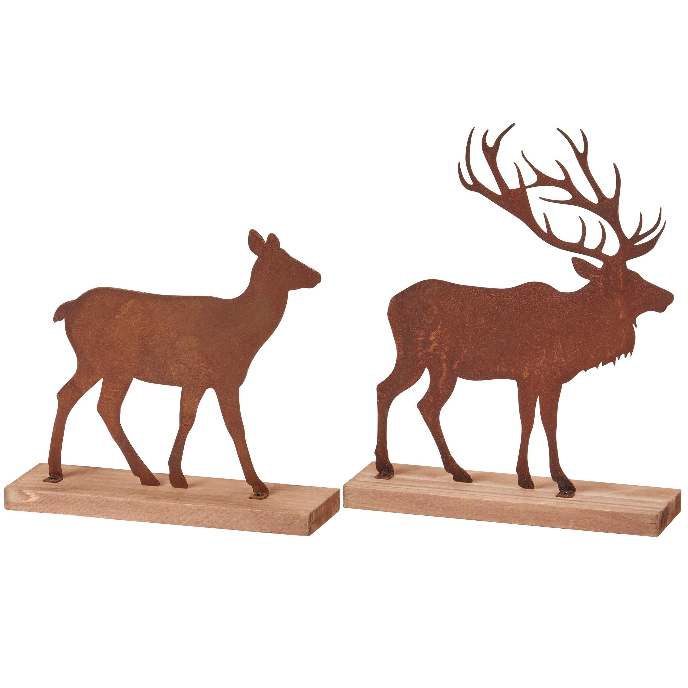Rustic Metal Elk Stand Up Decor Set Pair for Cabin & Lake Home