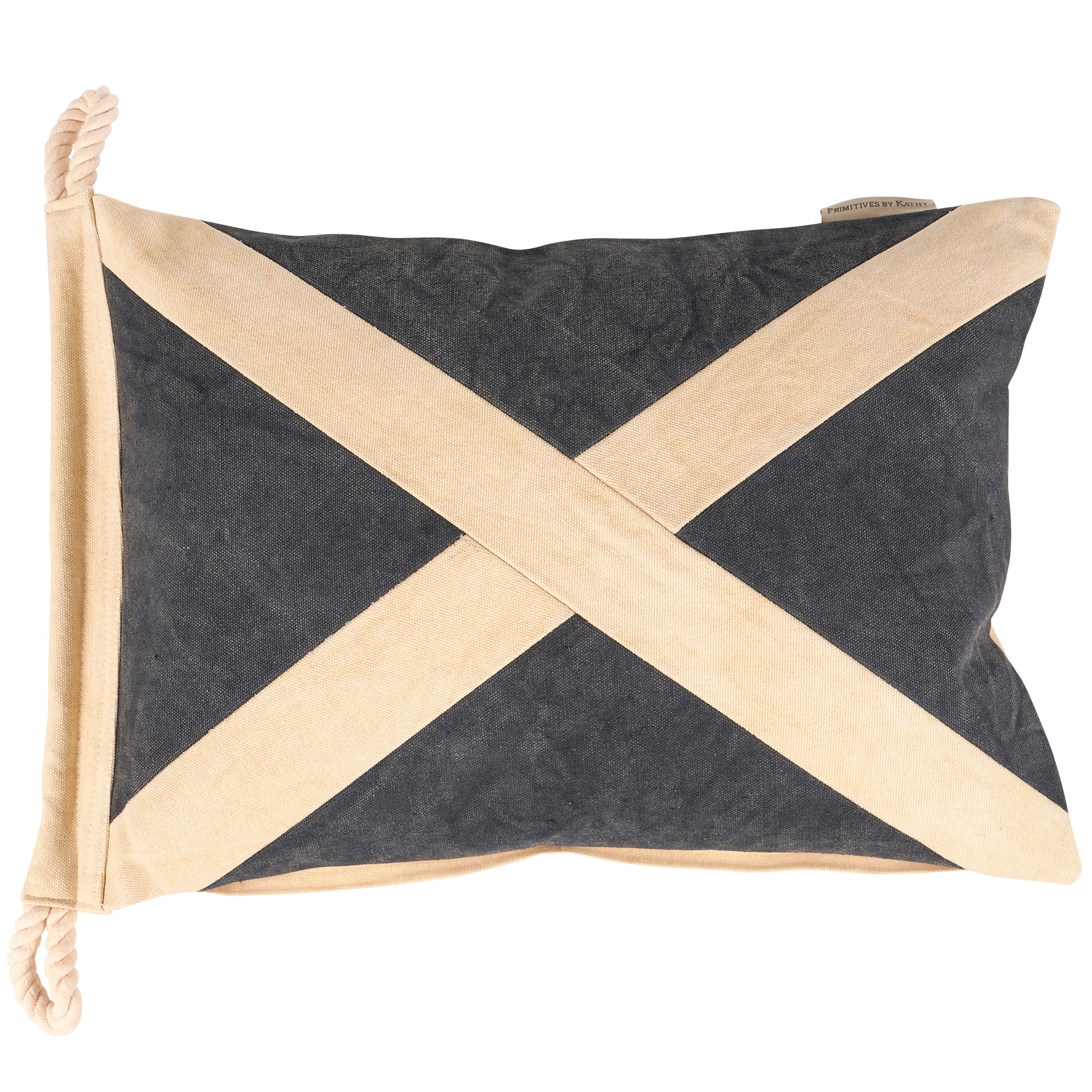 Vintage Nautical At Rest Flag Pillow, Durable Canvas, Rope Accents, Zipper Cover