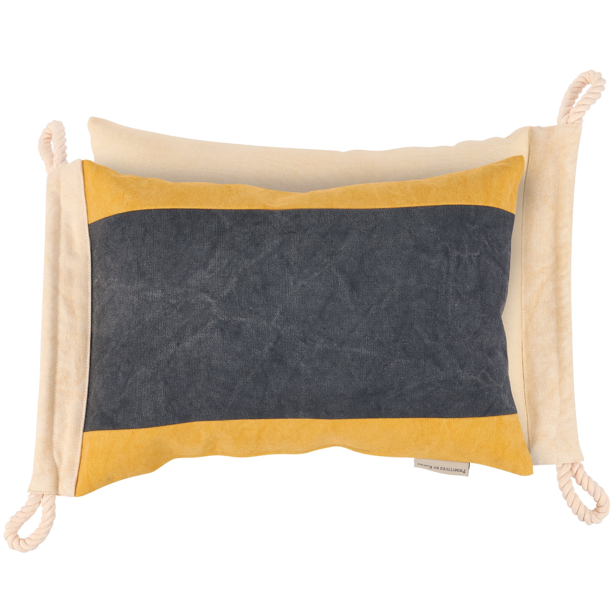 Decorative Nautical Keep Clear Signal Flag Pillow with Rope Accents, Canvas, Zippered Cover