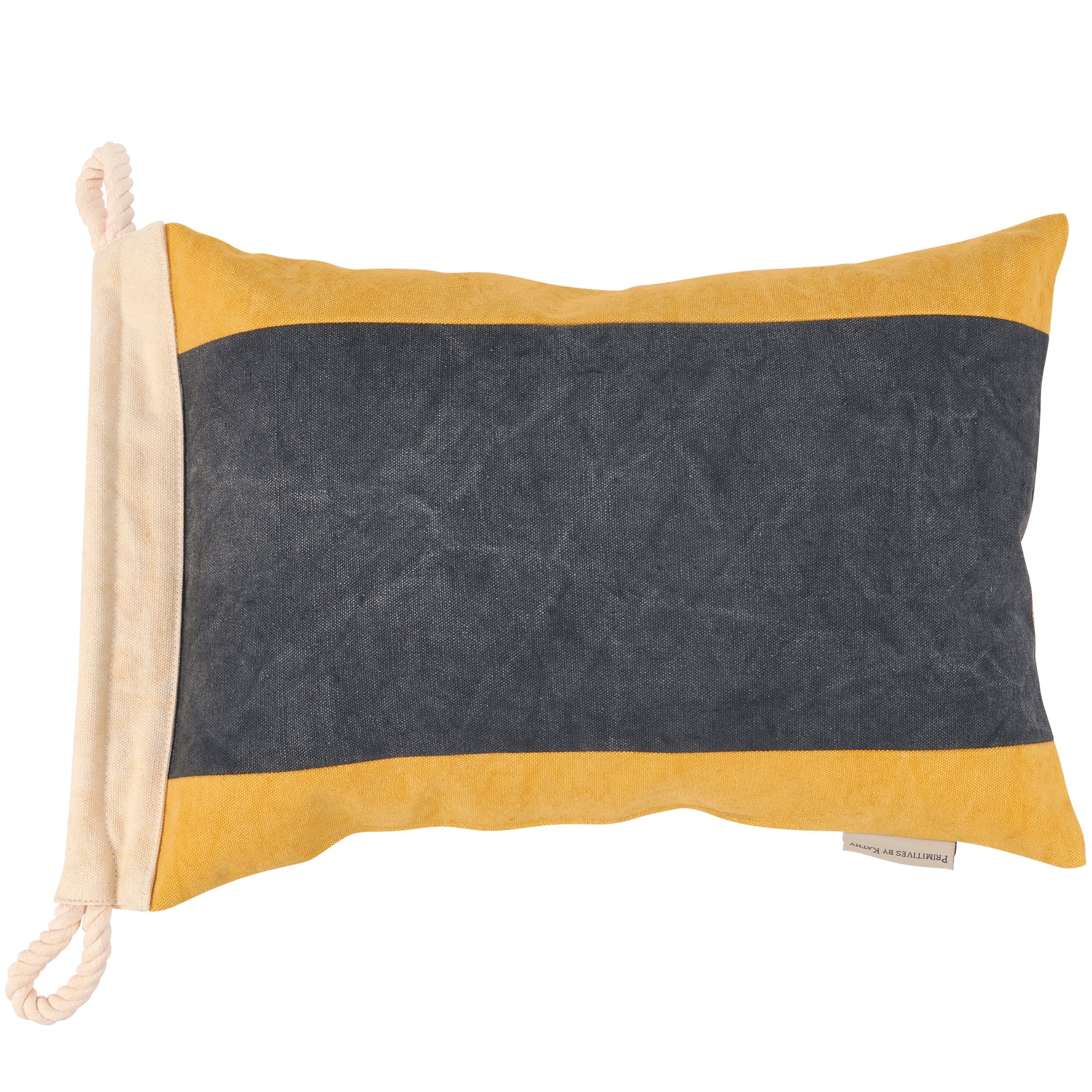 Decorative Nautical Keep Clear Signal Flag Pillow with Rope Accents, Canvas, Zippered Cover