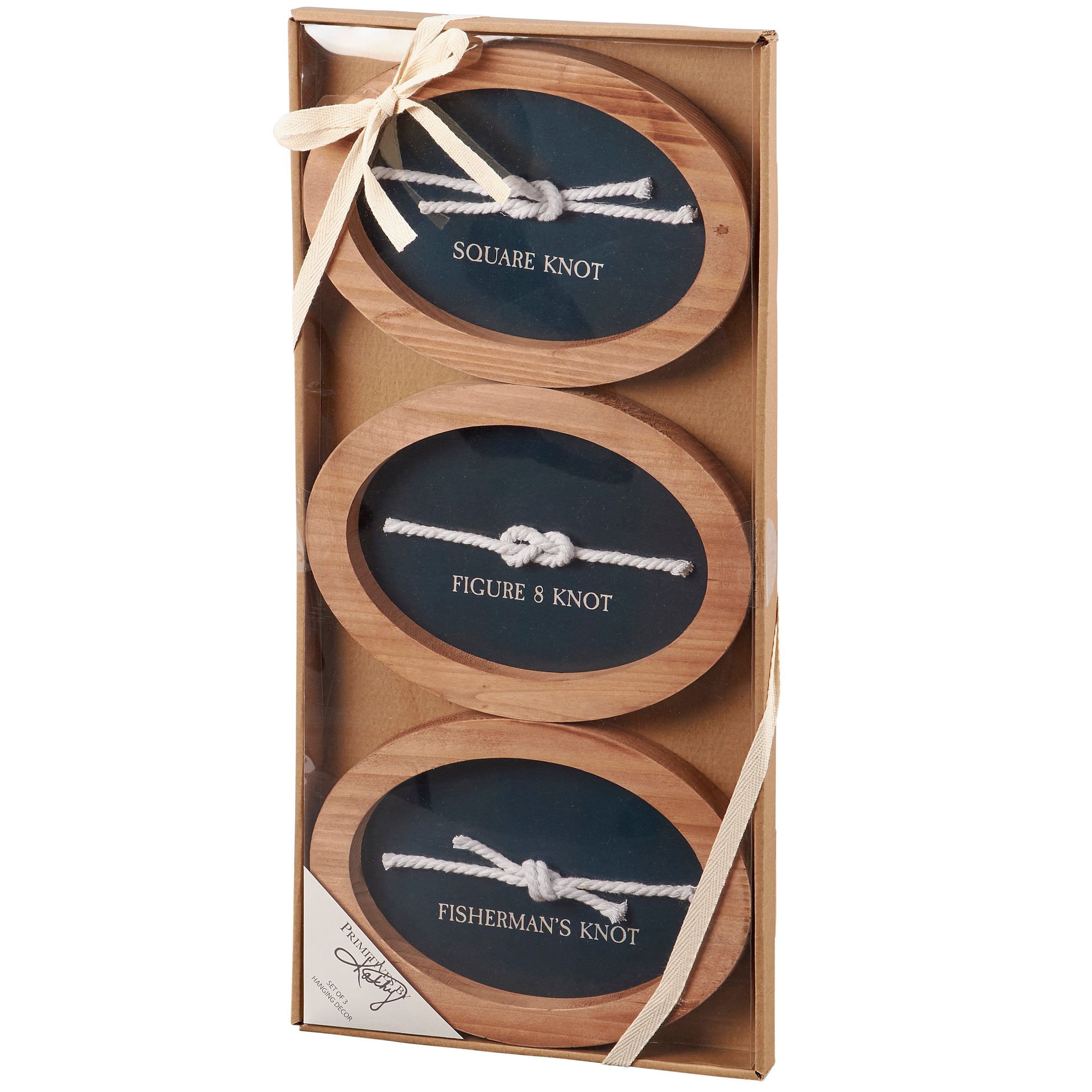 Coastal Nautical Boating Knot Decorative Hanging Wall Art Set - Wood Frame & Rope