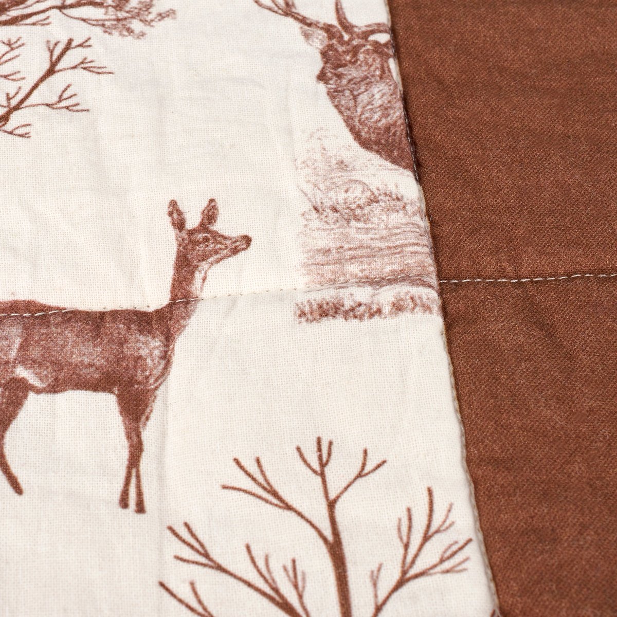 Cozy Woodland Cabin Toile Cotton Throw Blanket - Reversible Quilted Rustic Home Decor