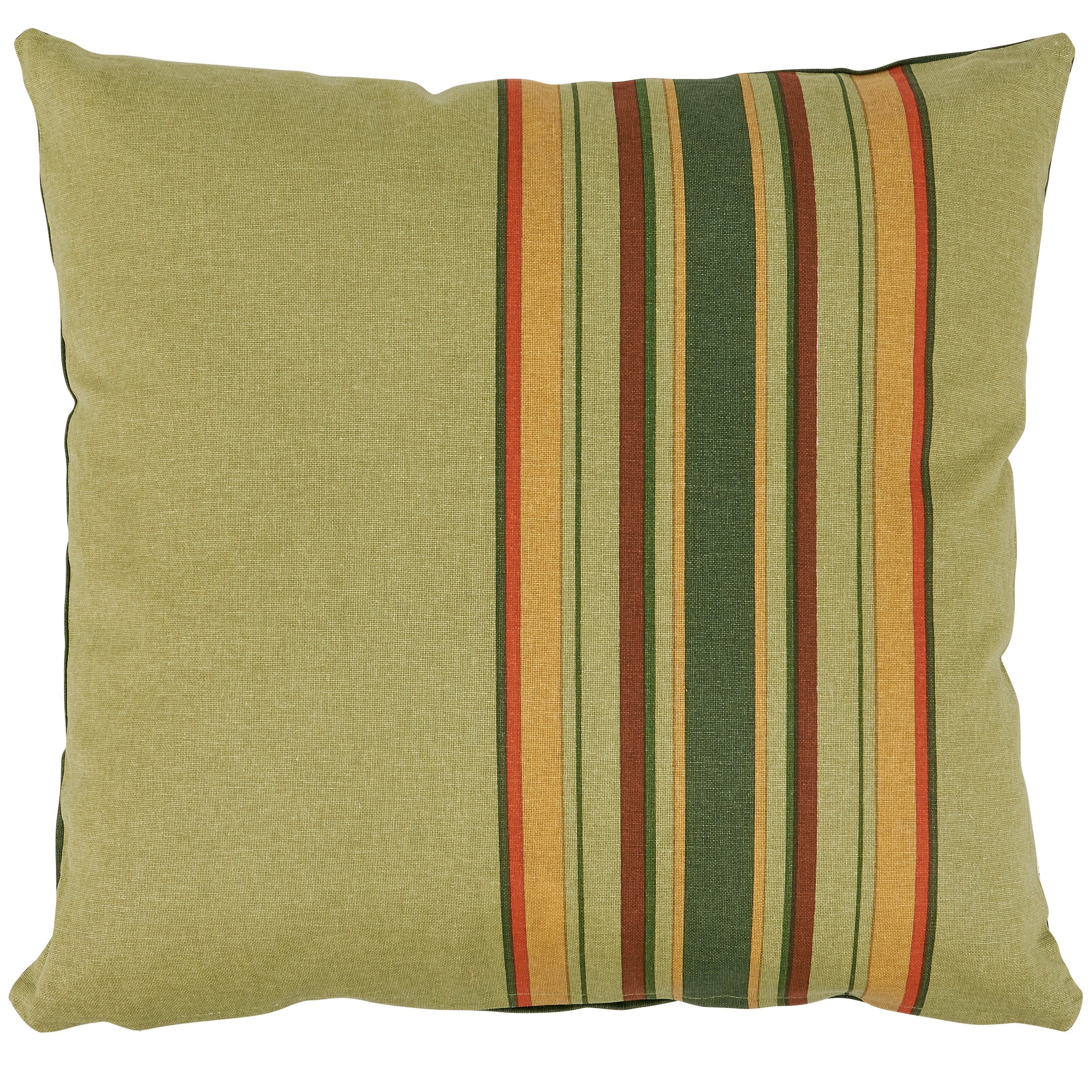 Rustic Green Striped Cotton Cabin Pillow - 16x16 Inch Decorative Accent