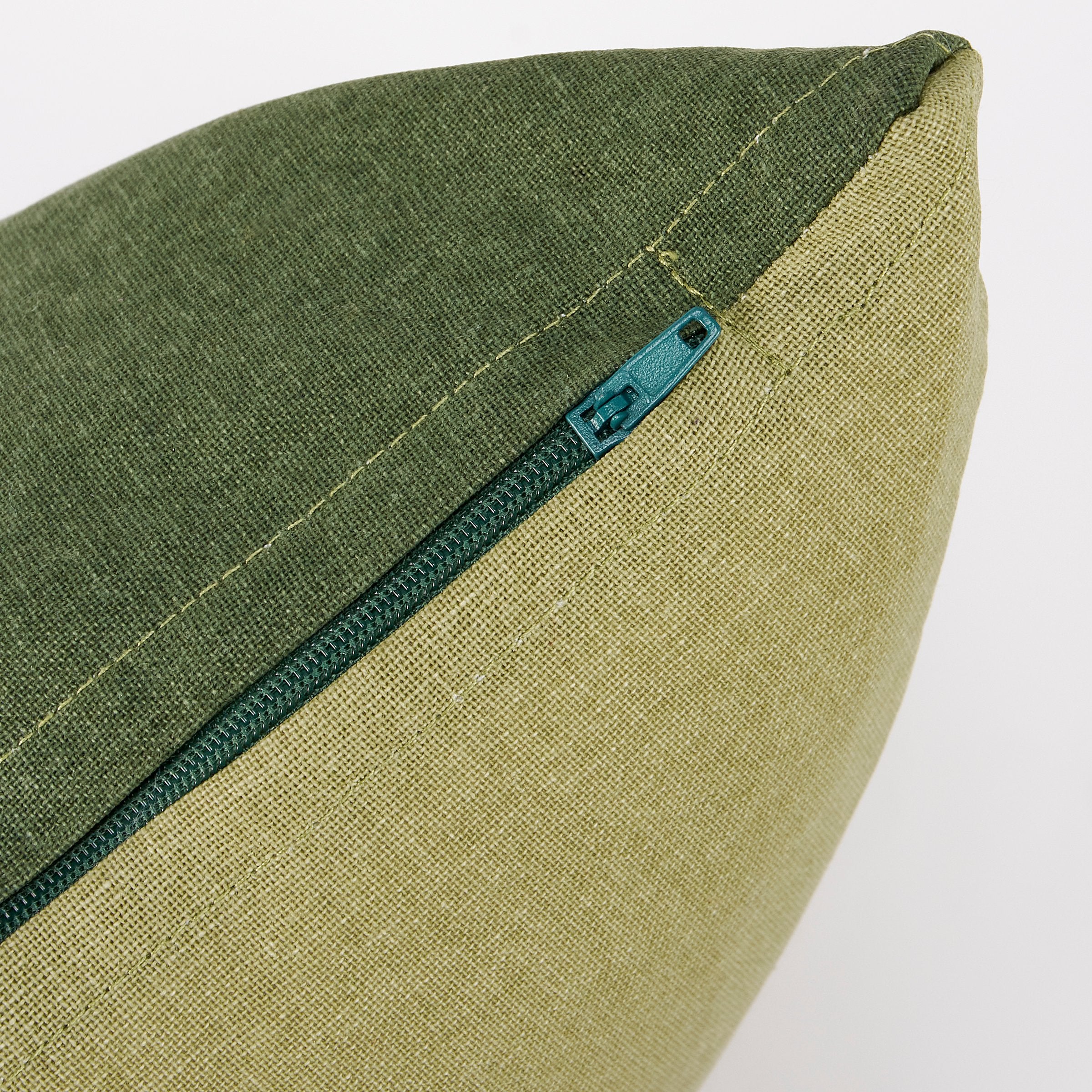 Rustic Green Striped Cotton Cabin Pillow - 16x16 Inch Decorative Accent