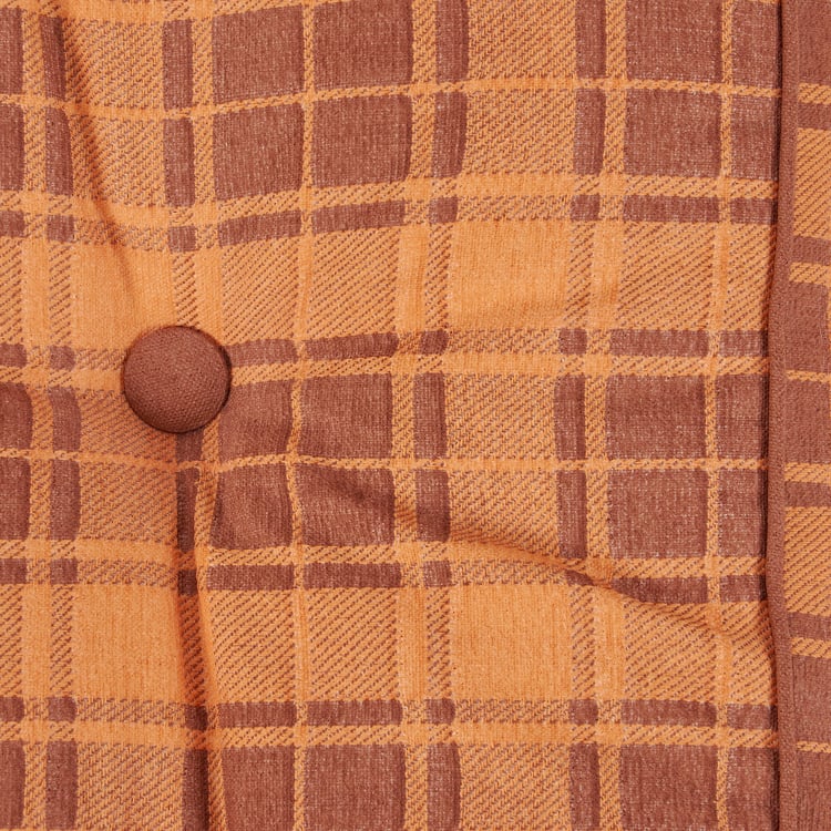 Rustic Orange Tartan Floor Pillow Cushion, Durable Cotton, Portable, 18x18-inch