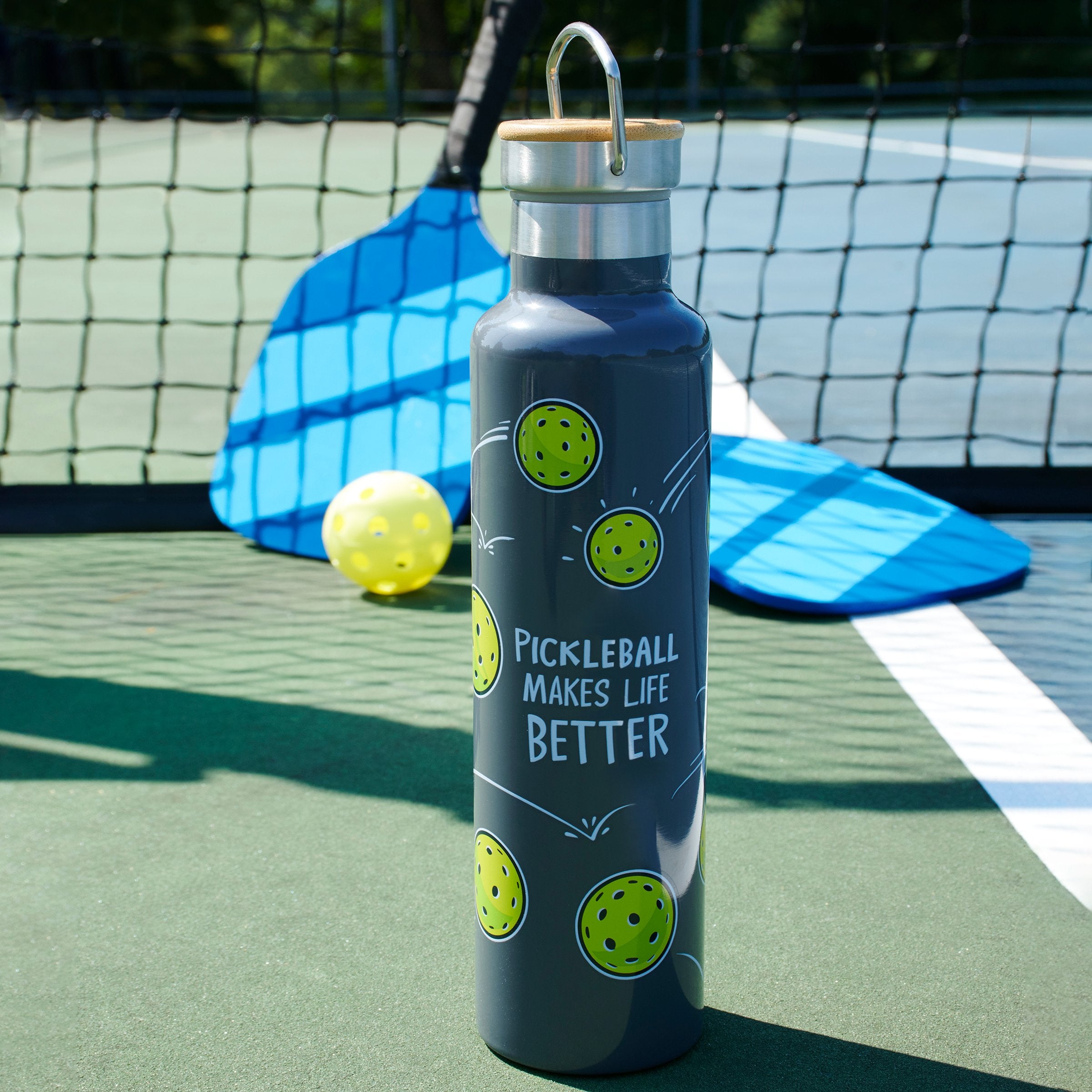 Premium Insulated Pickleball Water Bottle - Stainless Steel Double-Walled 25oz