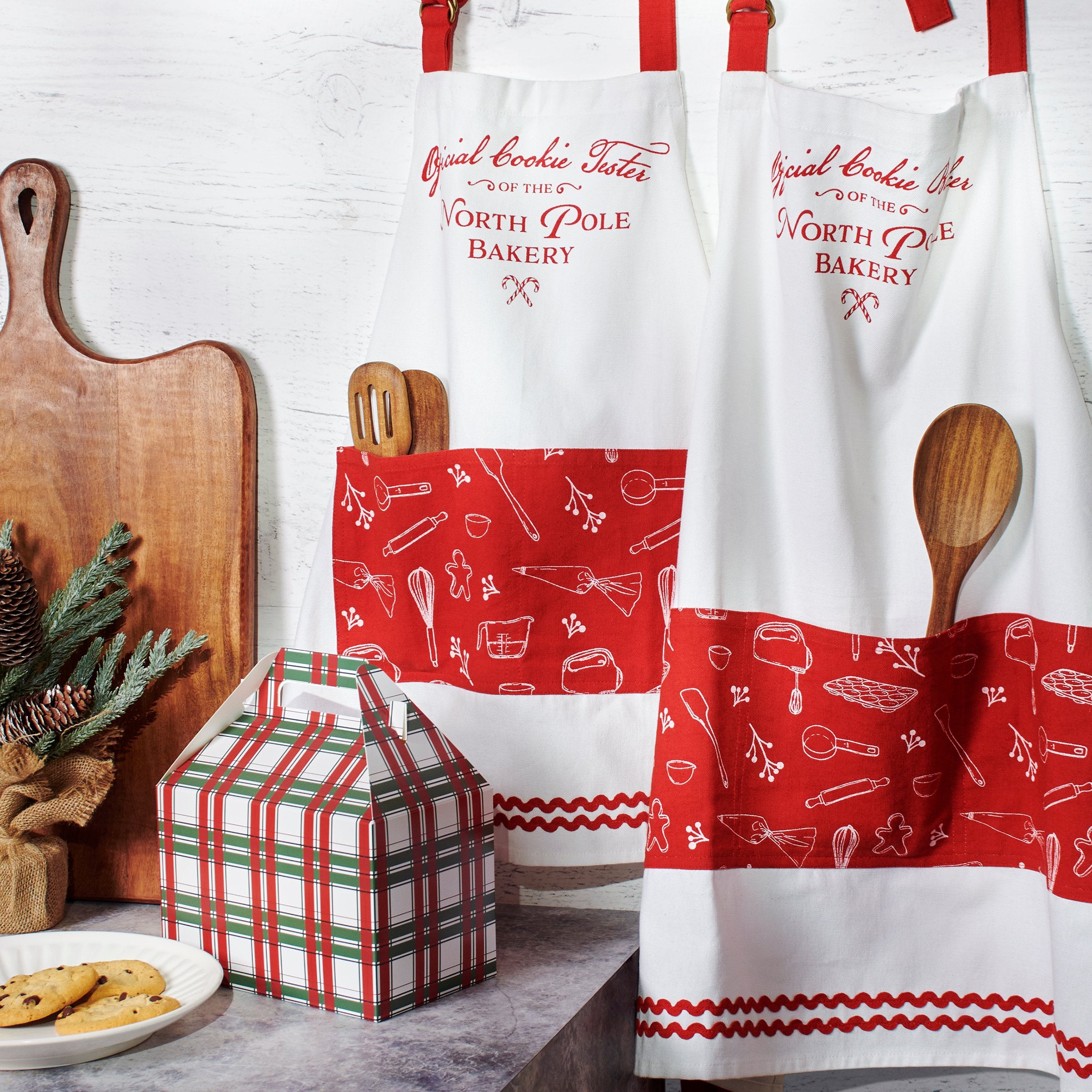 Festive North Pole Bakery Family Apron Set - Adult & Child Christmas Baking