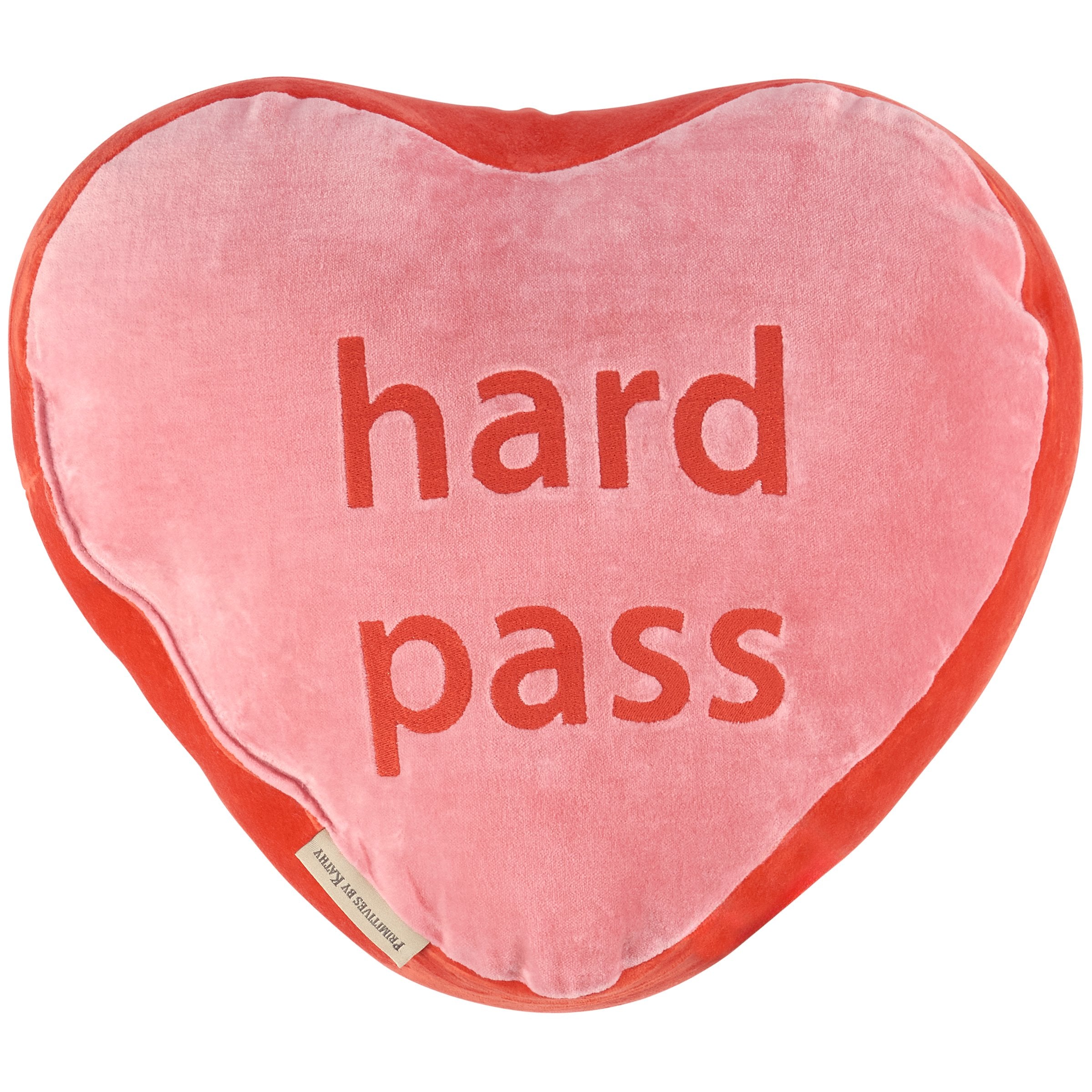 Sassy Anti-Valentine Velvet Candy Heart Pillow: 'Love Stinks' & 'Hard Pass' Sentiments