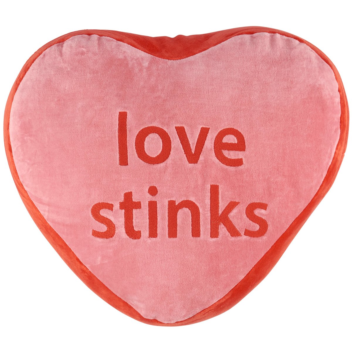 Sassy Anti-Valentine Velvet Candy Heart Pillow: 'Love Stinks' & 'Hard Pass' Sentiments