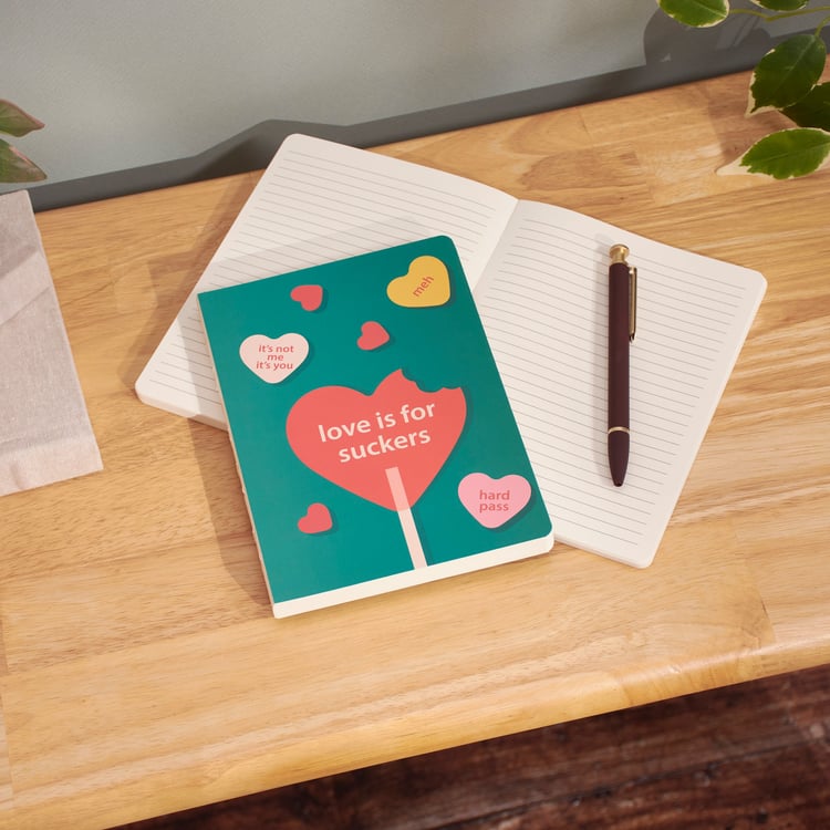 Sassy Anti-Valentine Journal: 'Love Is For Suckers' Lollipop Design, 160 Lined Pages