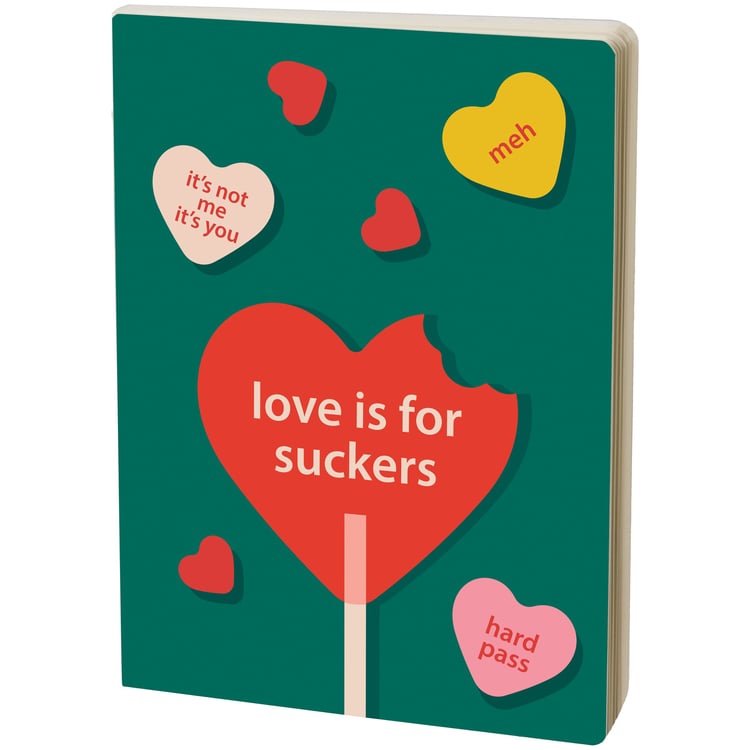Sassy Anti-Valentine Journal: 'Love Is For Suckers' Lollipop Design, 160 Lined Pages