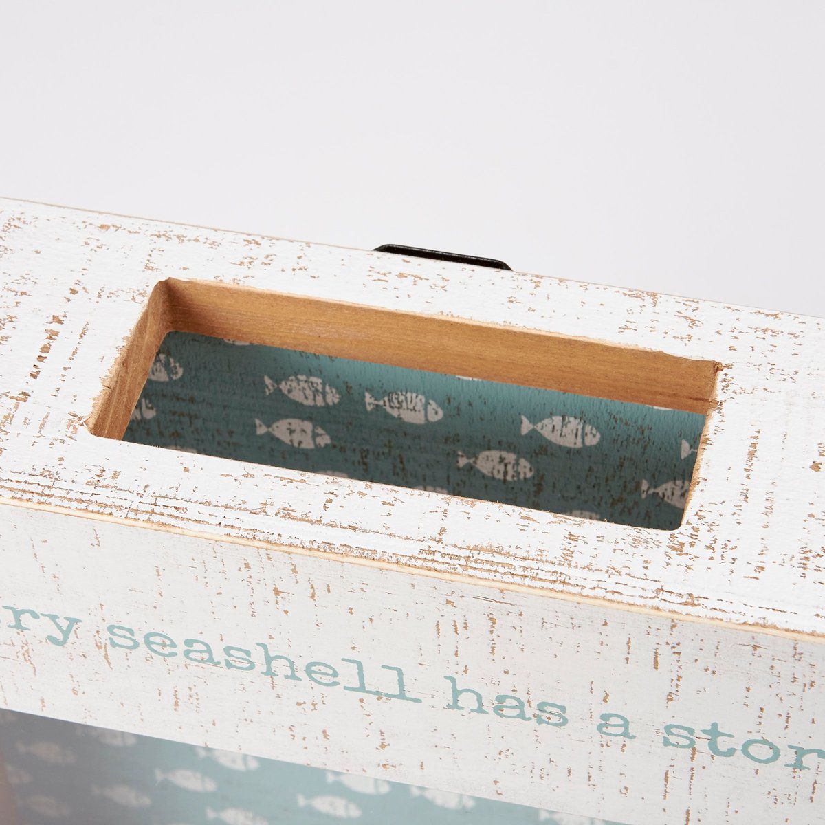 Rustic Wooden Beach Seashell Display Holder with Glass Window for Keepsakes