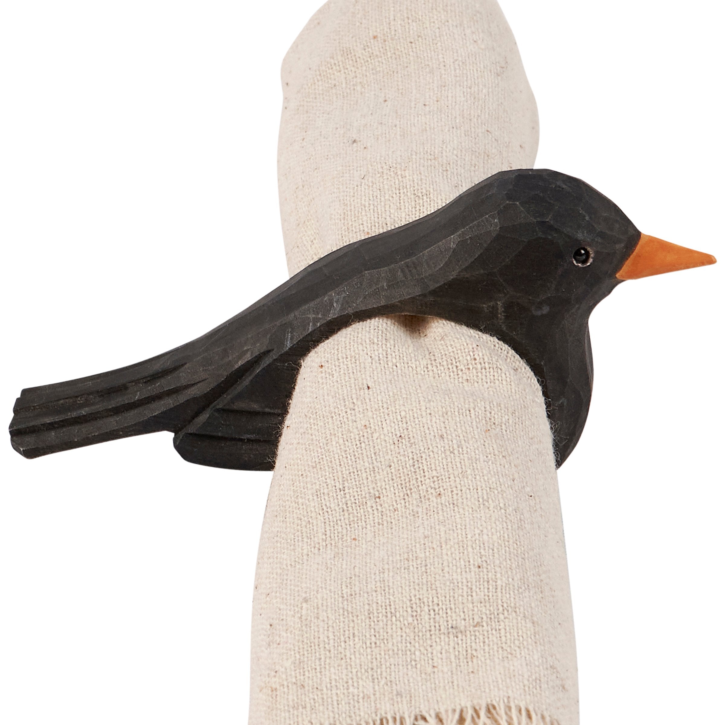 Rustic Wooden Blackbird Napkin Ring for Fall Halloween Table Decor