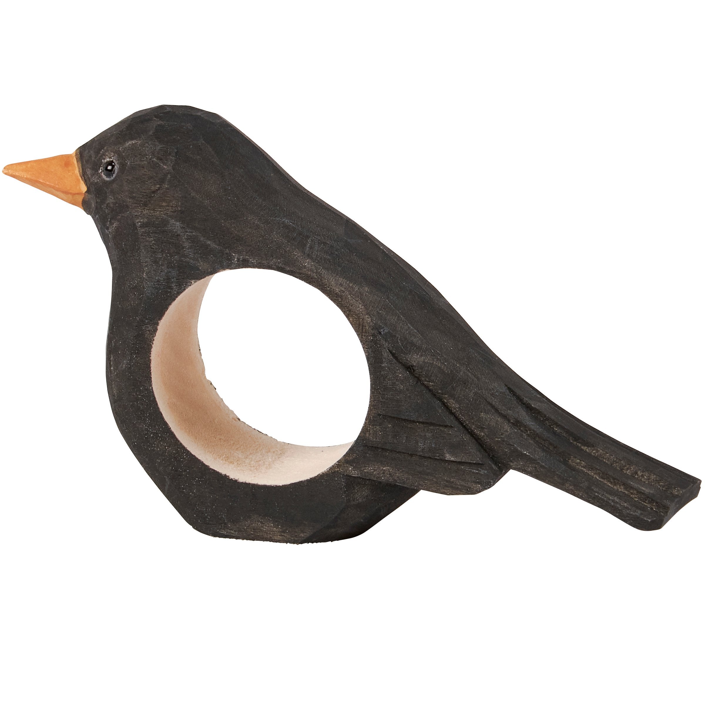 Rustic Wooden Blackbird Napkin Ring for Fall Halloween Table Decor
