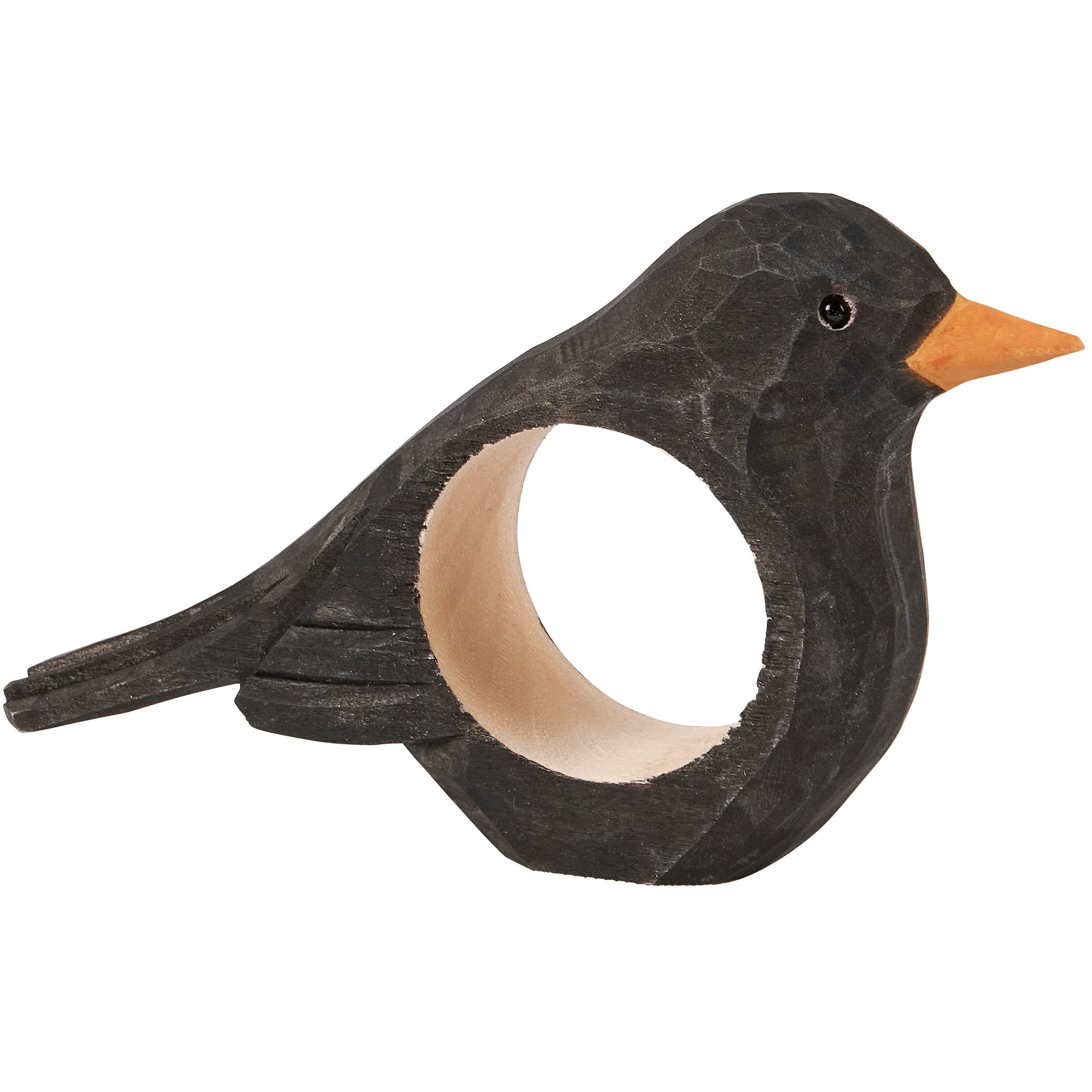 Rustic Wooden Blackbird Napkin Ring for Fall Halloween Table Decor