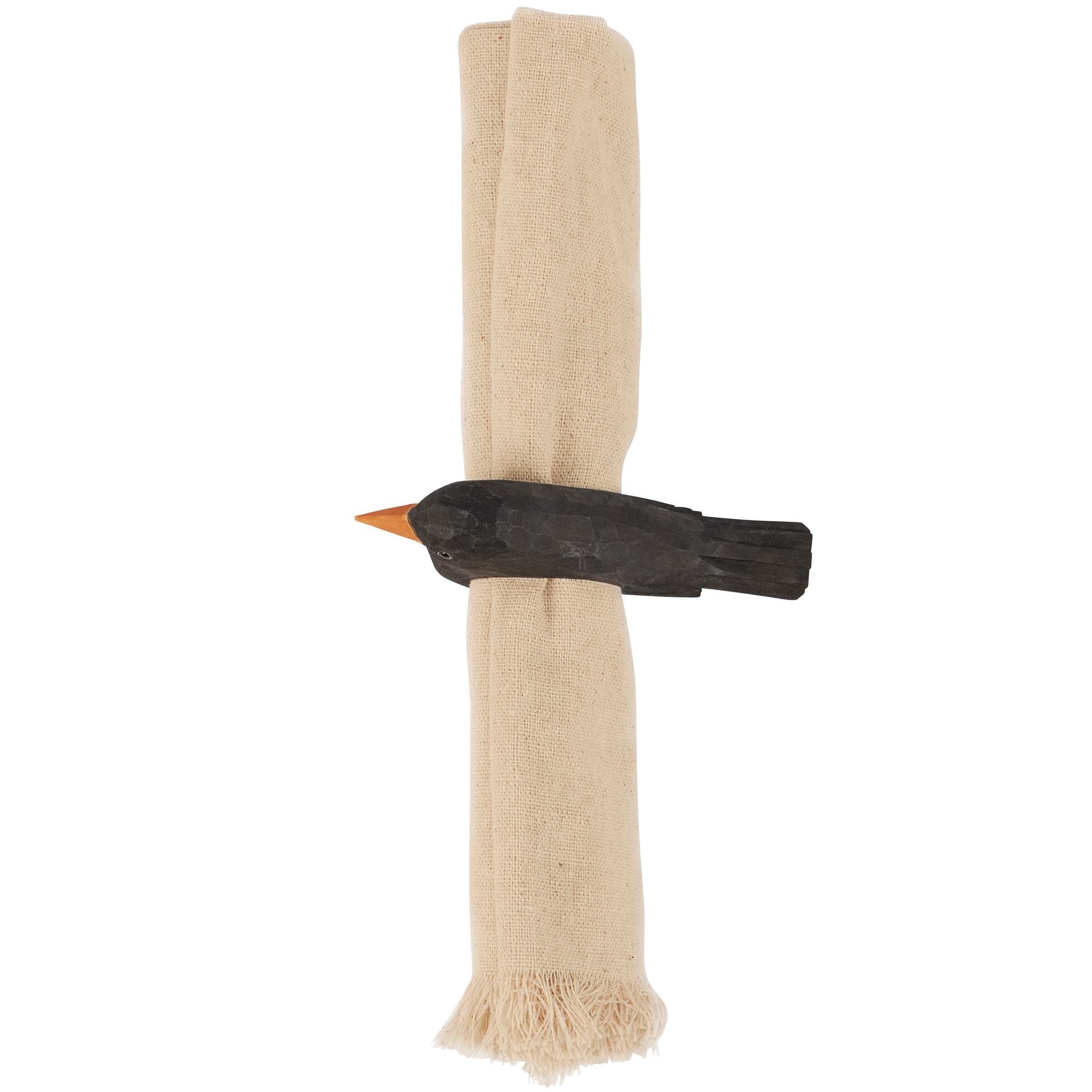 Rustic Wooden Blackbird Napkin Ring for Fall Halloween Table Decor