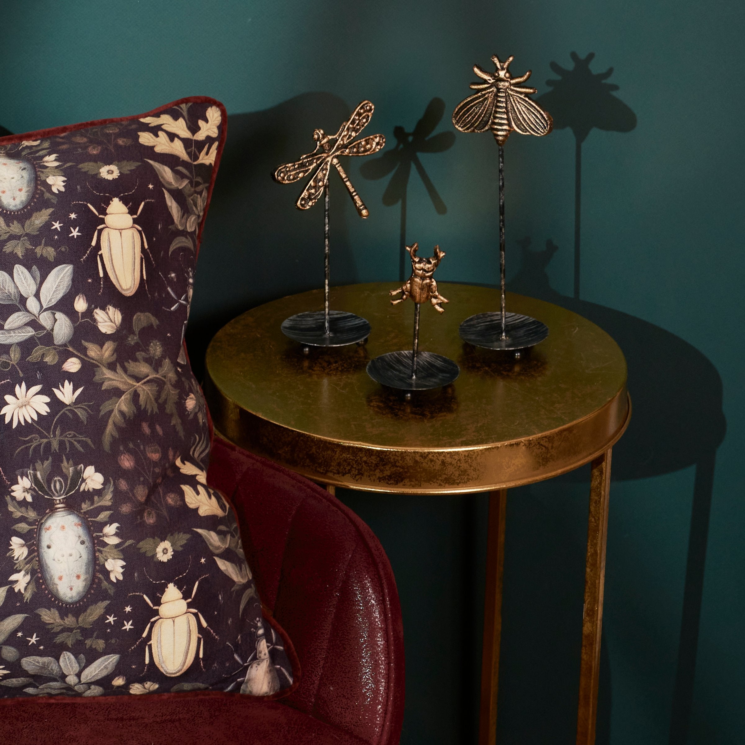 Antique Metal Insect Sitter Set: Decorative Beetle, Dragonfly, Moth Home Accents