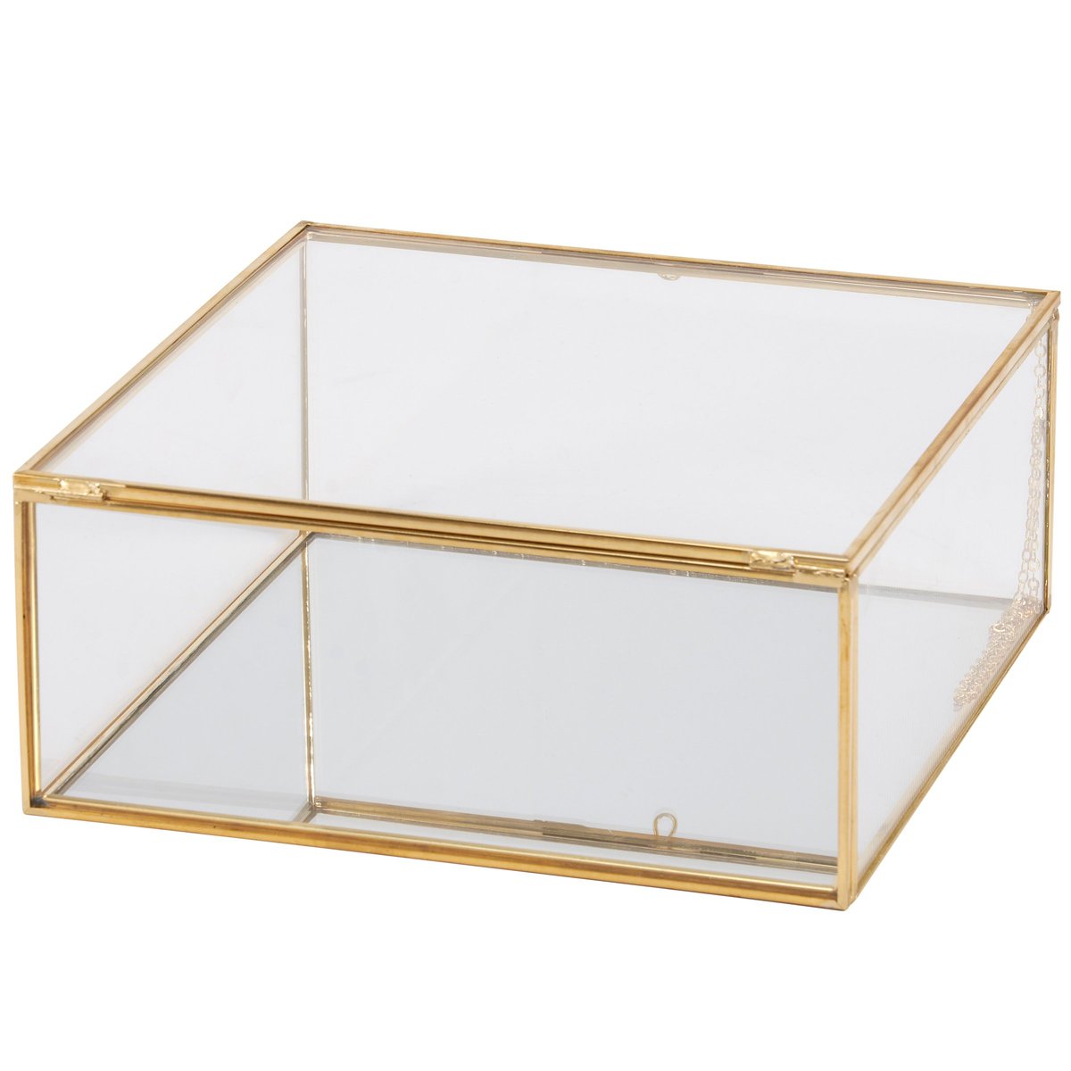 Elegant Glass & Brass Hinged Display Box Set - Two Decorative Keepsake Containers