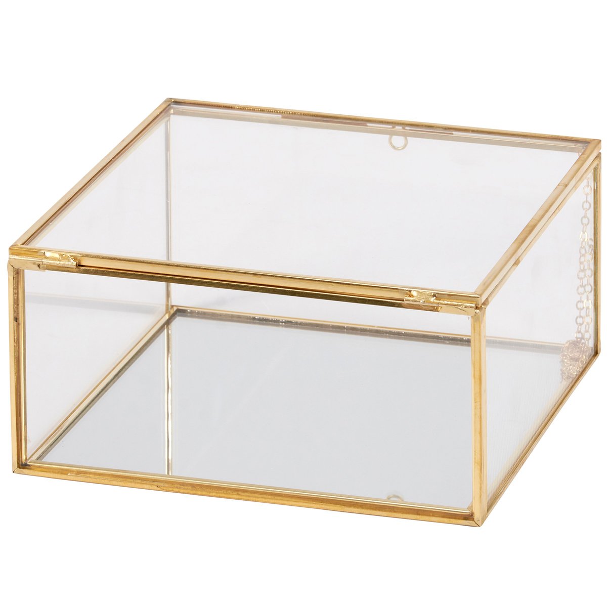 Elegant Glass & Brass Hinged Display Box Set - Two Decorative Keepsake Containers