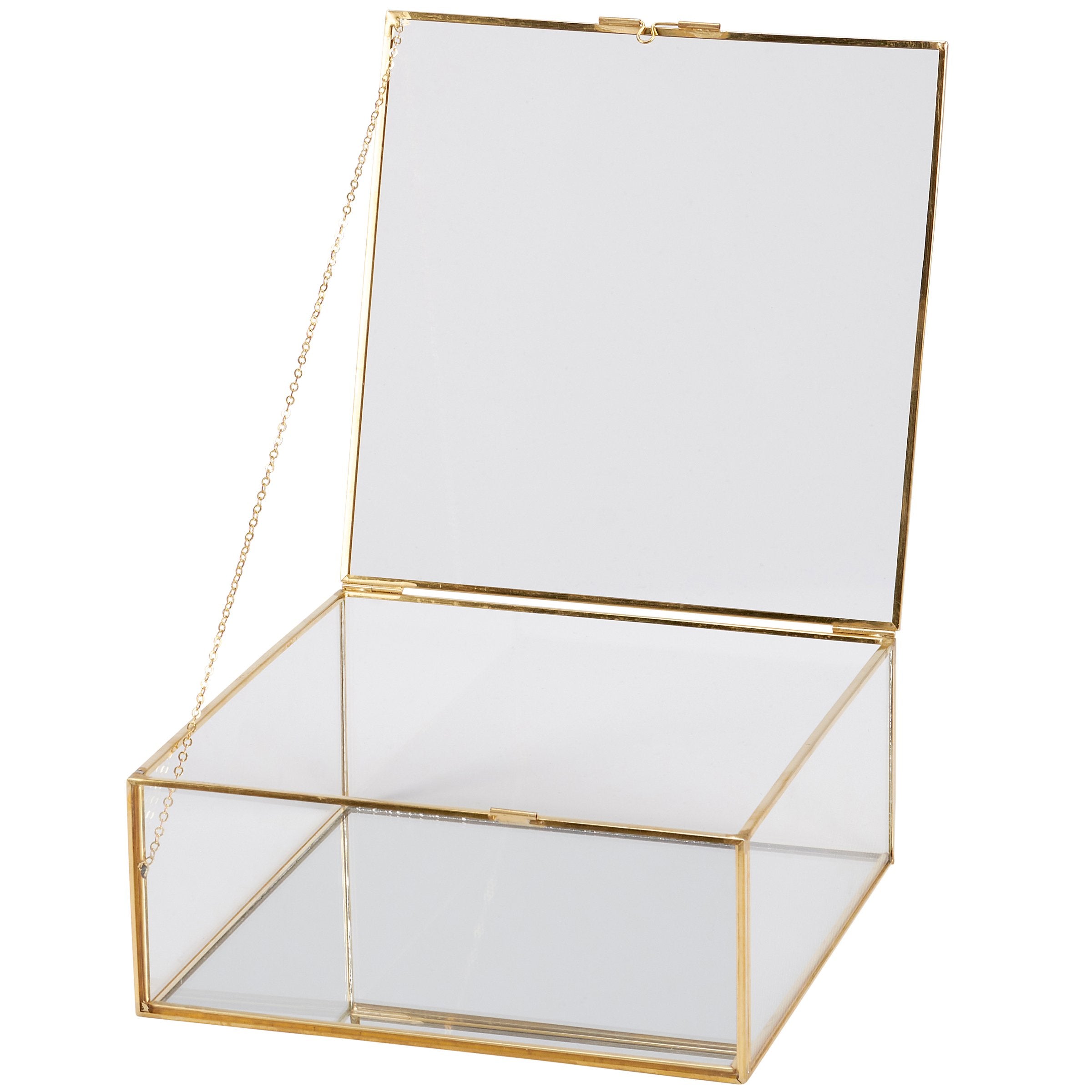 Elegant Glass & Brass Hinged Display Box Set - Two Decorative Keepsake Containers