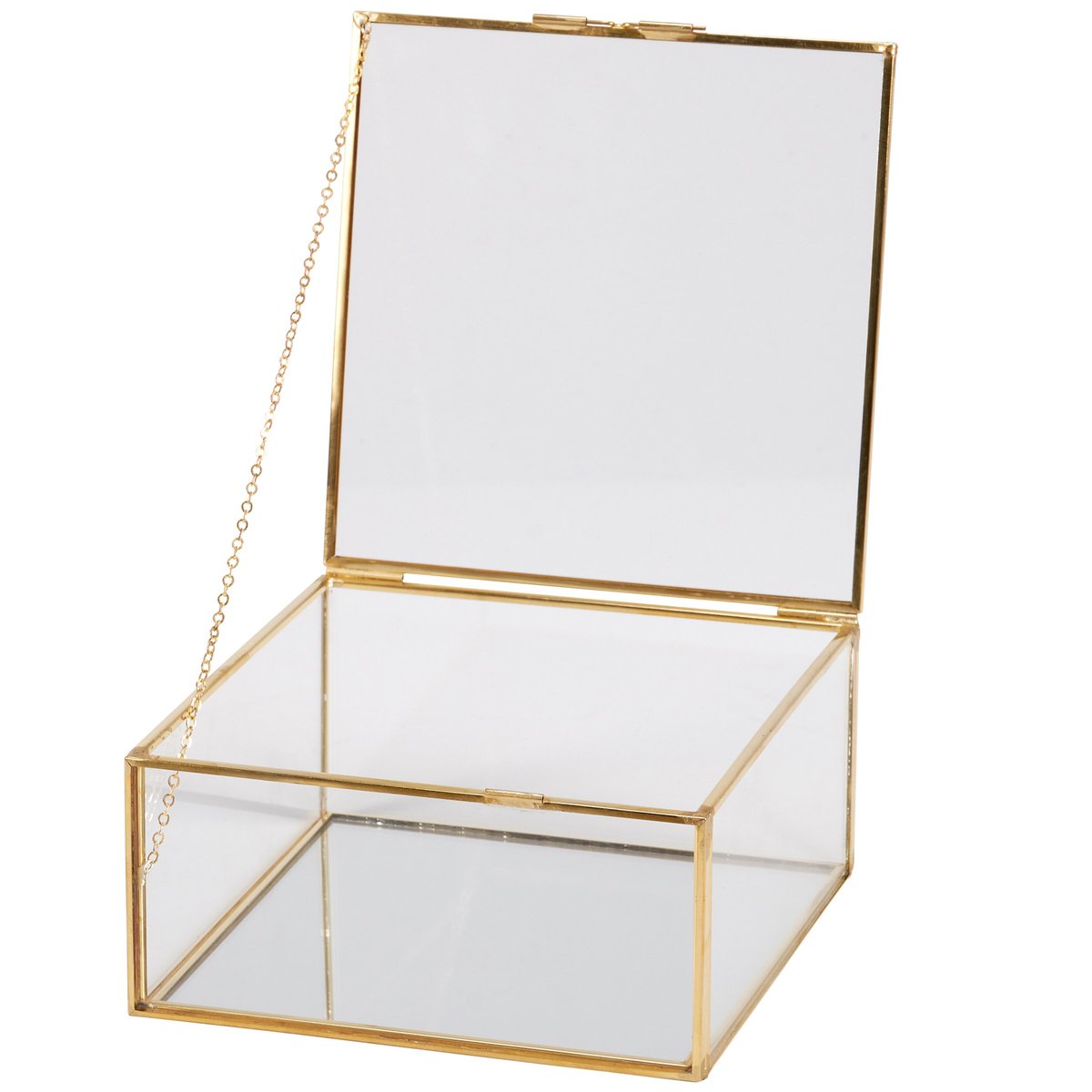 Elegant Glass & Brass Hinged Display Box Set - Two Decorative Keepsake Containers