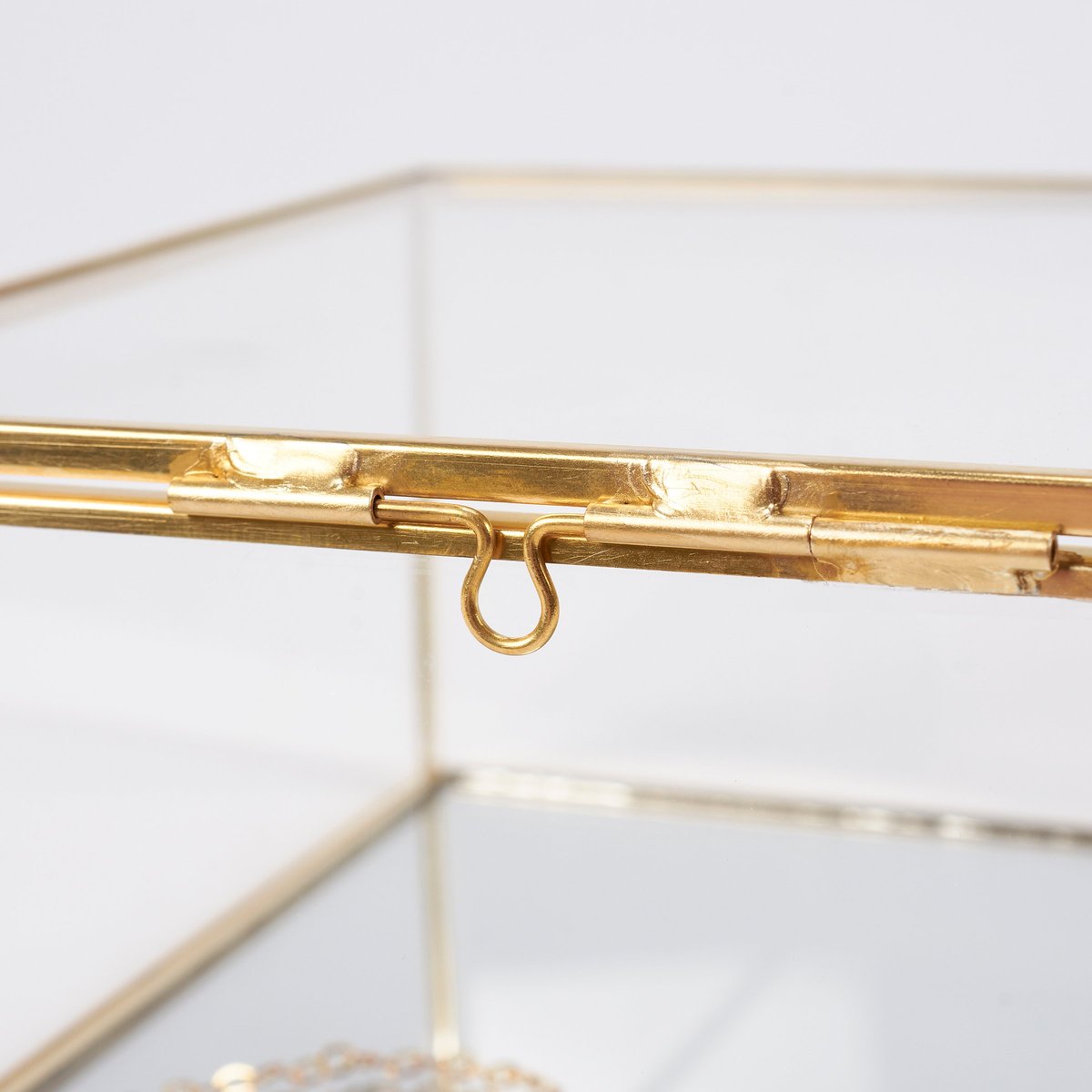 Elegant Glass & Brass Hinged Display Box Set - Two Decorative Keepsake Containers