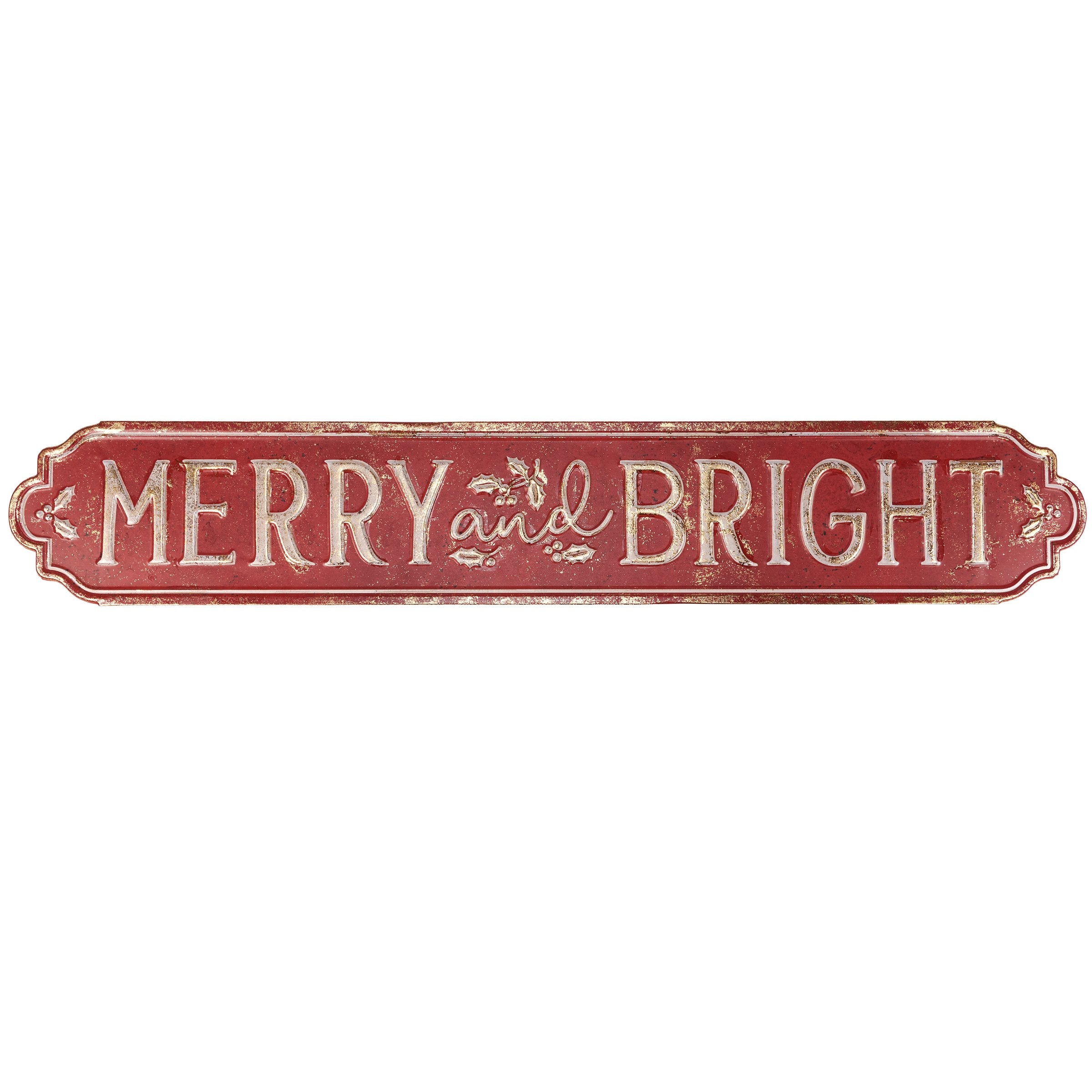 Merry And Bright Rustic Christmas Metal Wall Decor Sign by Primitives Kathy