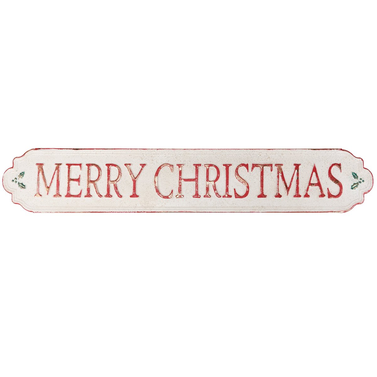 Traditional Merry Christmas Metal Wall Sign Decor with Rustic Embossed Accents