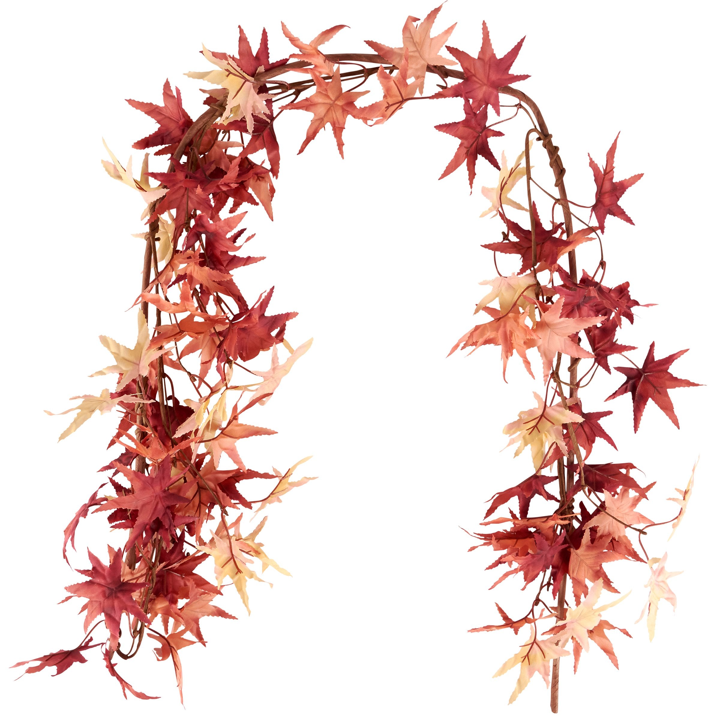 Vibrant Blush Maple Leaf Garland - Faux Autumn Decor, 59-Inch Length Home Accent
