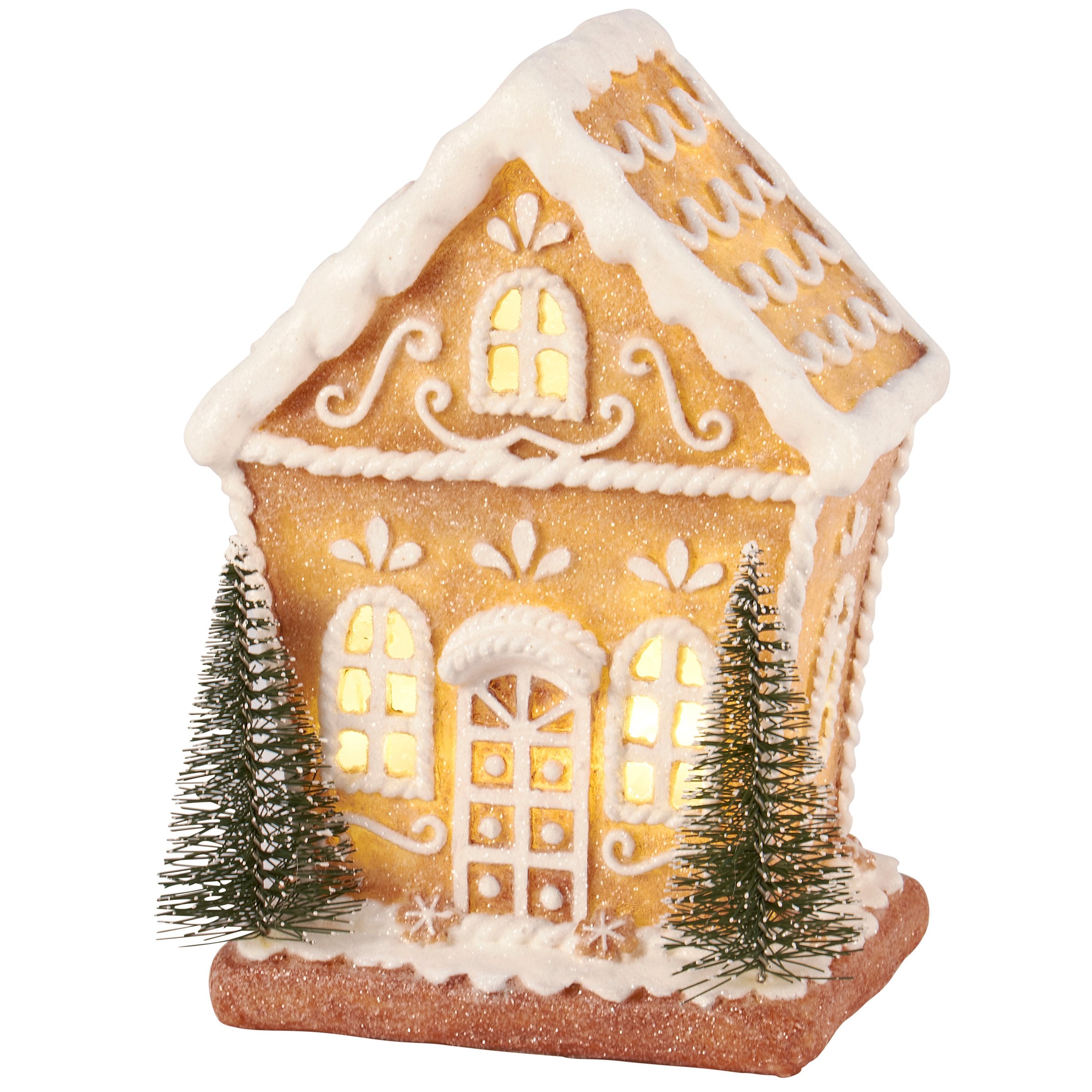 Charming Lighted Gingerbread House Figurine - Snowy Christmas Home Decor Accent