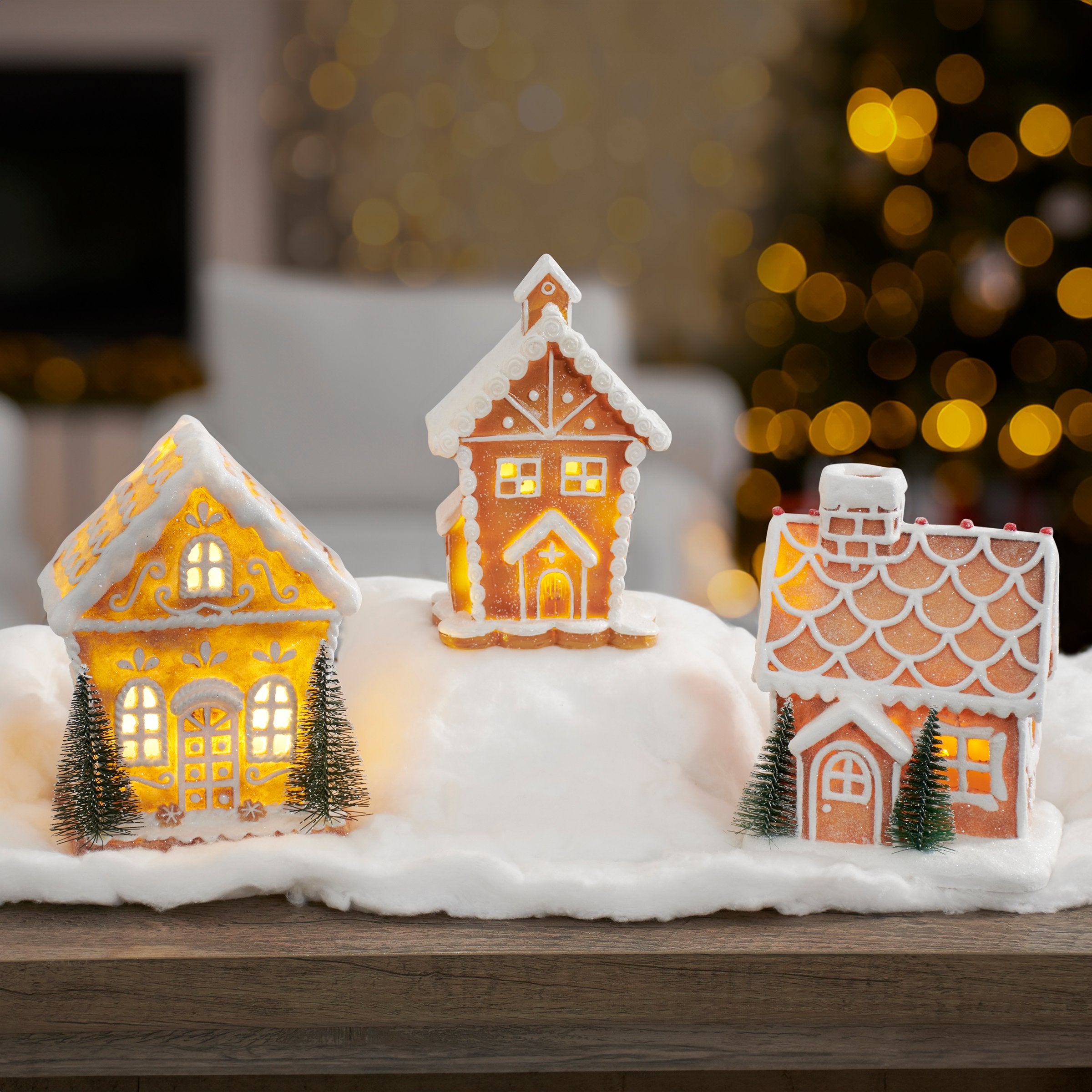 Charming Lighted Gingerbread House Figurine - Snowy Christmas Home Decor Accent