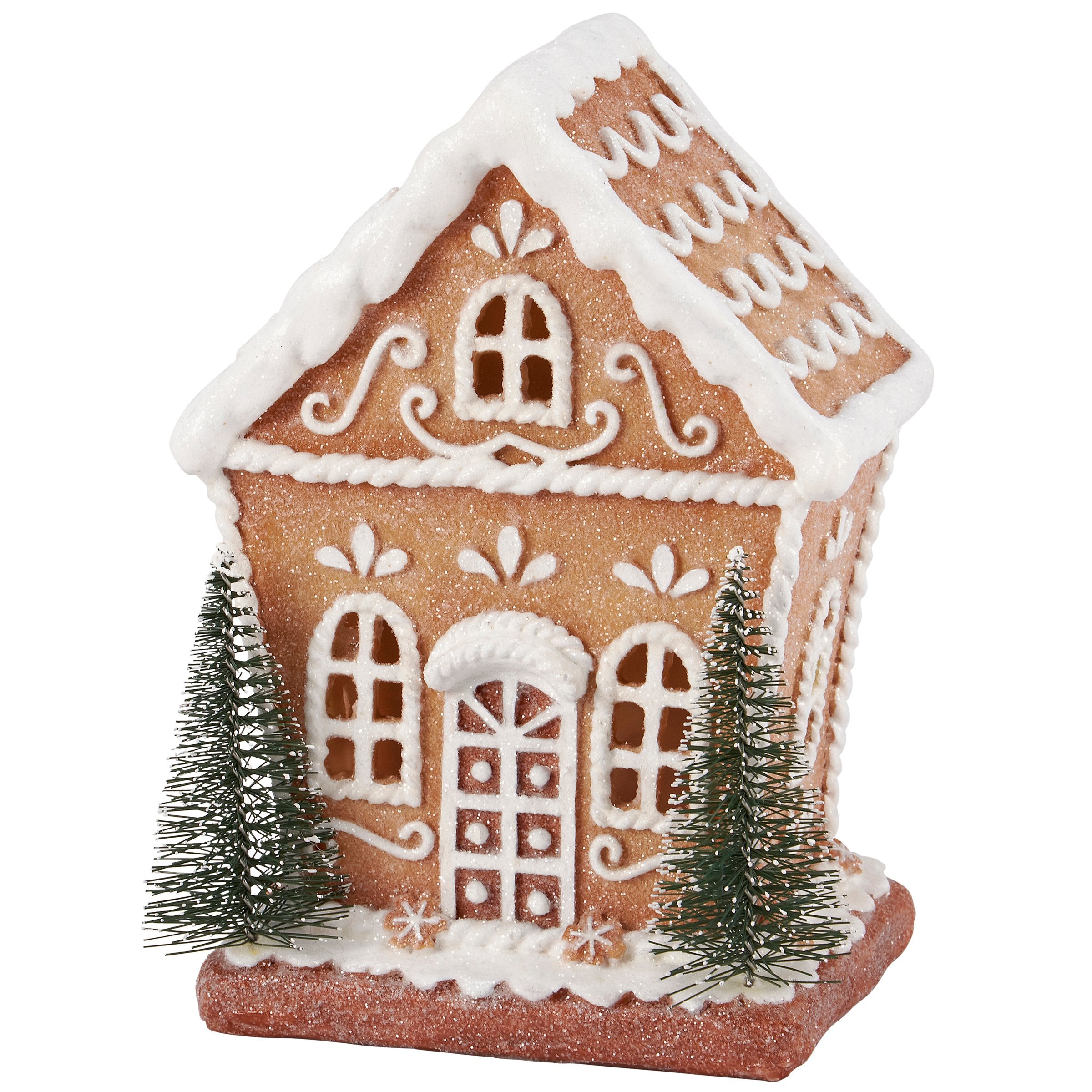 Charming Lighted Gingerbread House Figurine - Snowy Christmas Home Decor Accent