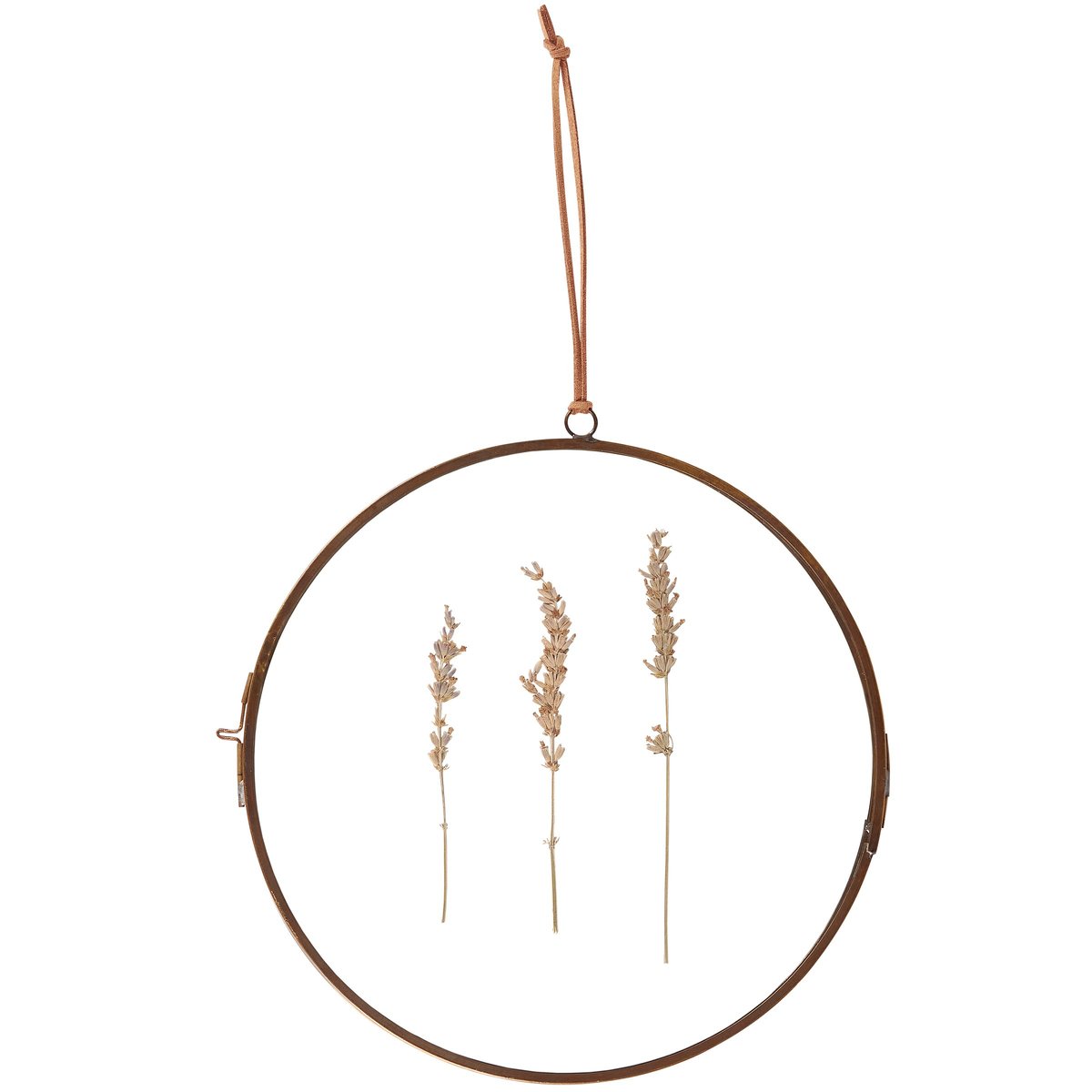 Elegant Dried Flora Wall Decor - Antique Metal Frame with Natural Foliage