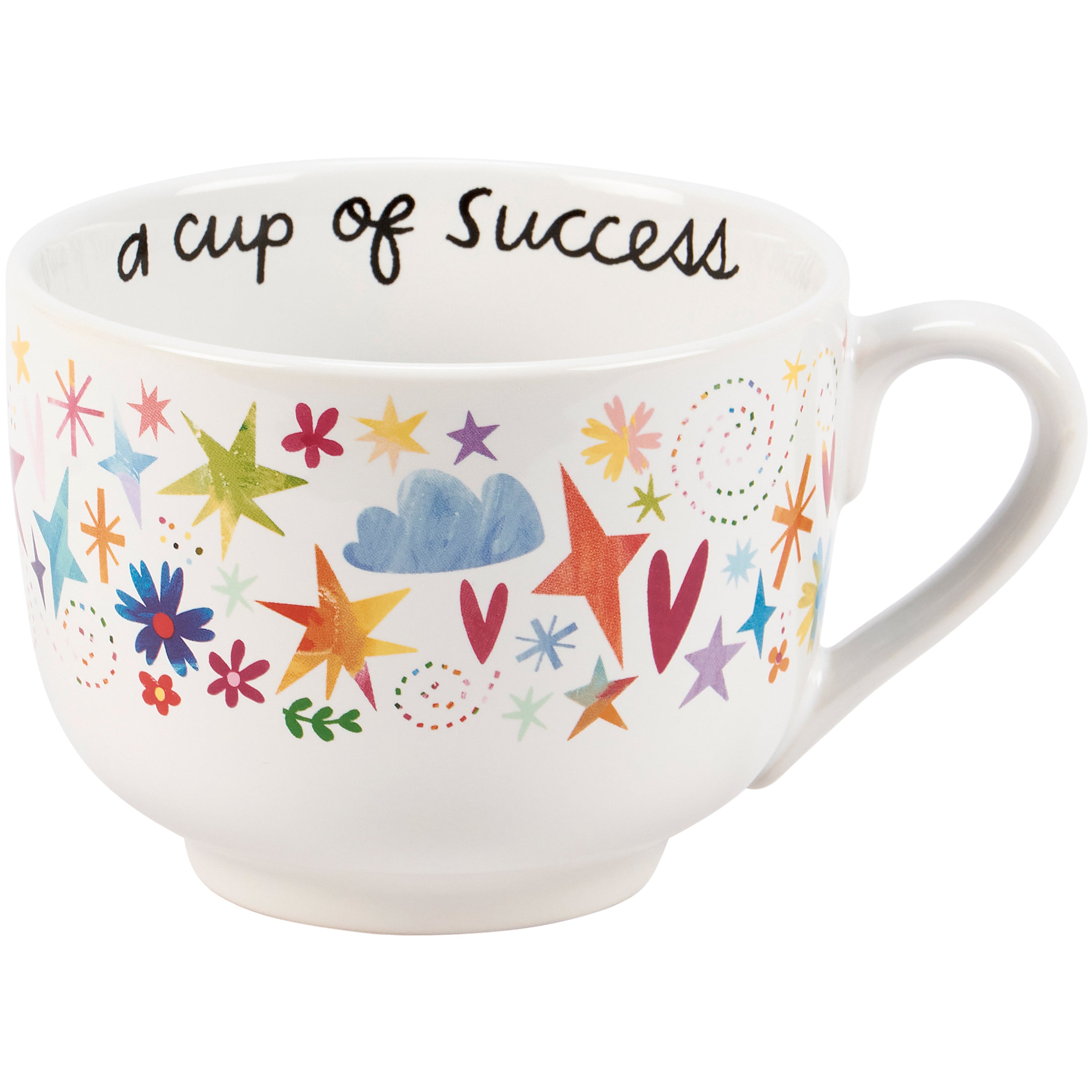 Inspirational 'A Cup of Success' Stoneware Mug - Vibrant Floral 20oz Gift