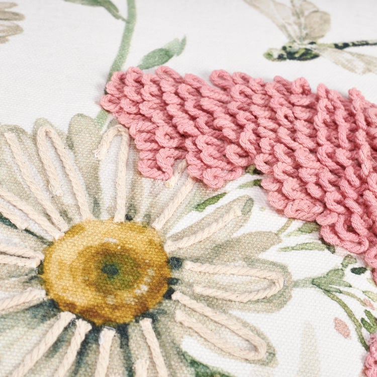 Delightful Garden Daisies Pillow: Hand-Painted Design, Tufted Accents, Easy-Clean Cover