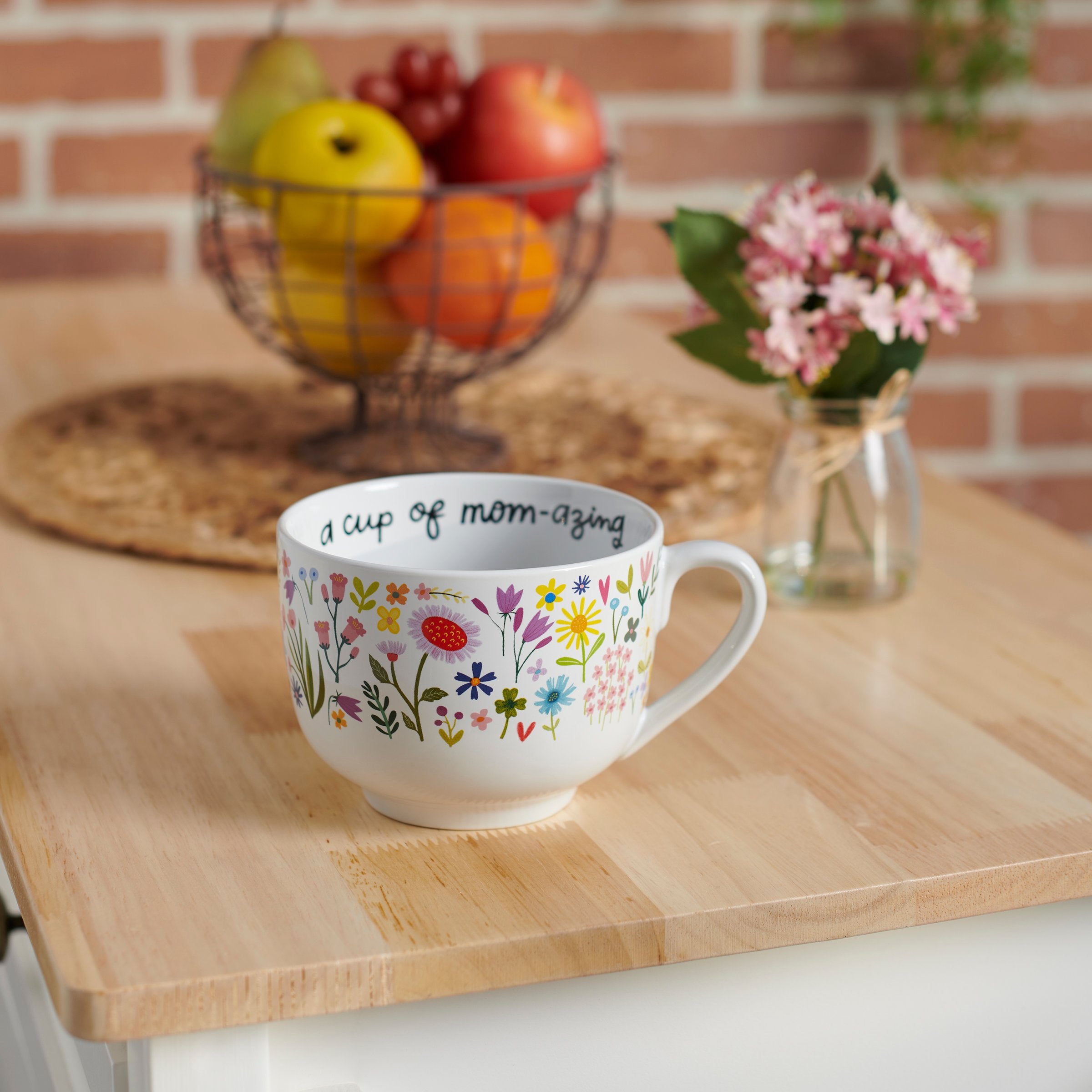 Mom-azing Floral Stoneware Coffee Mug - 20 oz Mother's Day Gift