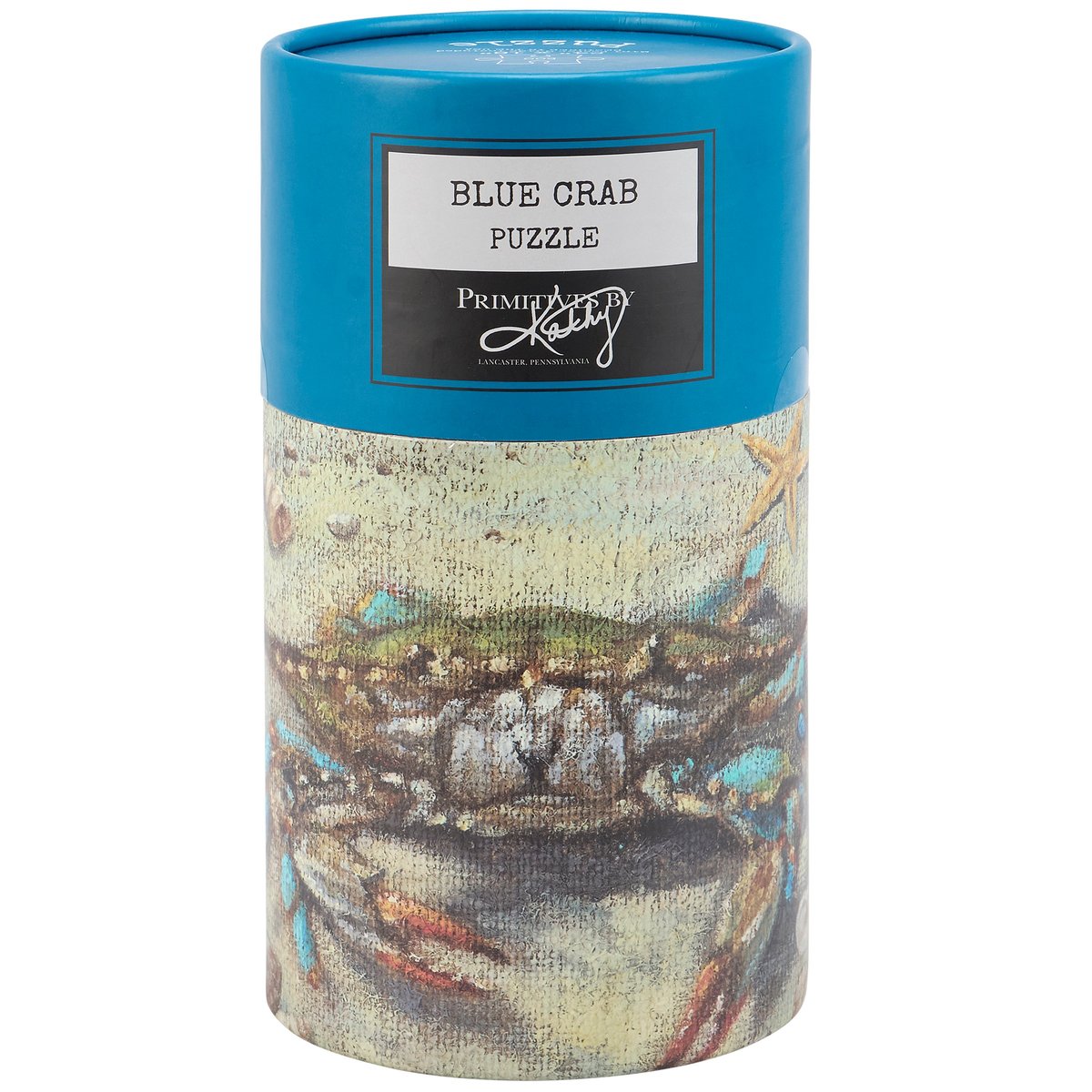 Coastal Blue Crab 500-Piece Jigsaw Puzzle, Hand-Painted Burlap Art, Beach Themed