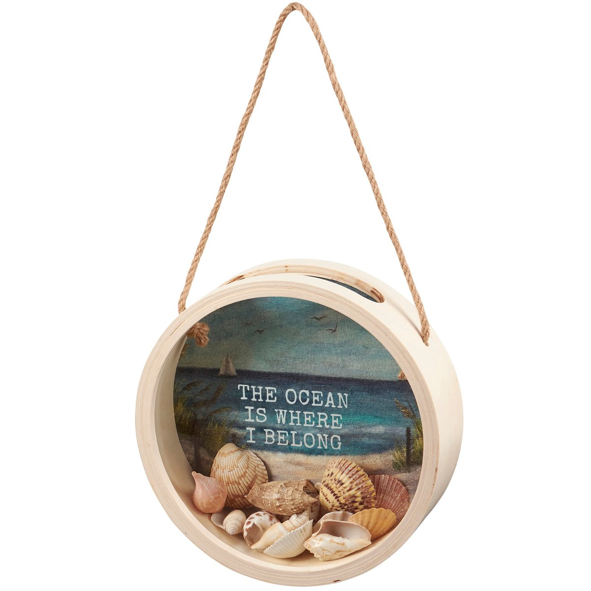 Coastal Charm 'Where I Belong' Shell Holder - Decorative Wood & Glass Display