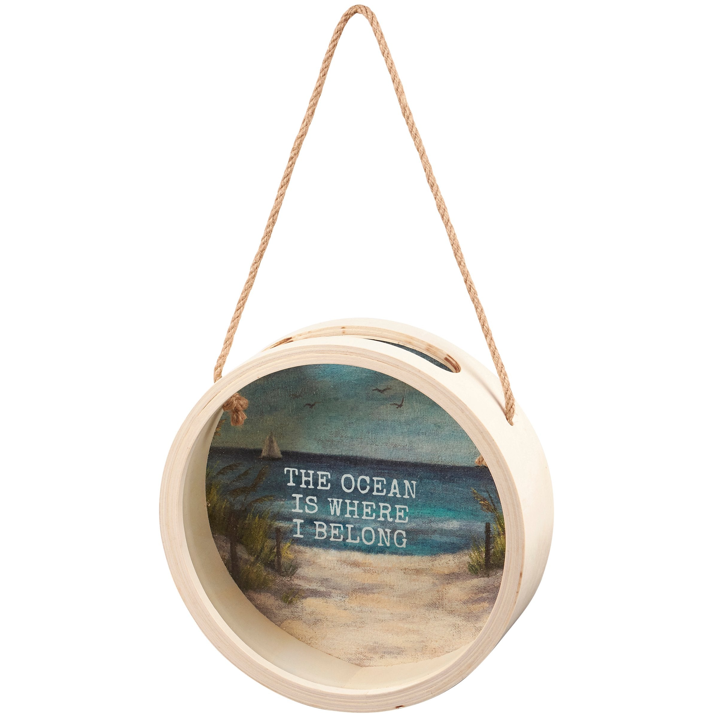 Coastal Charm 'Where I Belong' Shell Holder - Decorative Wood & Glass Display