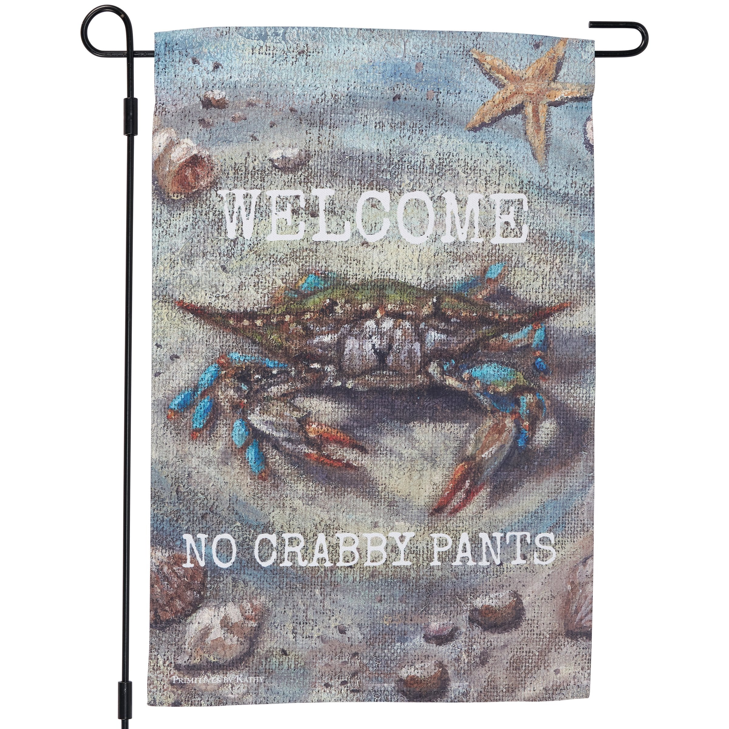 Double-Sided Blue Crab Welcome Garden Flag: Weather-Resistant Polyester Beach Decor