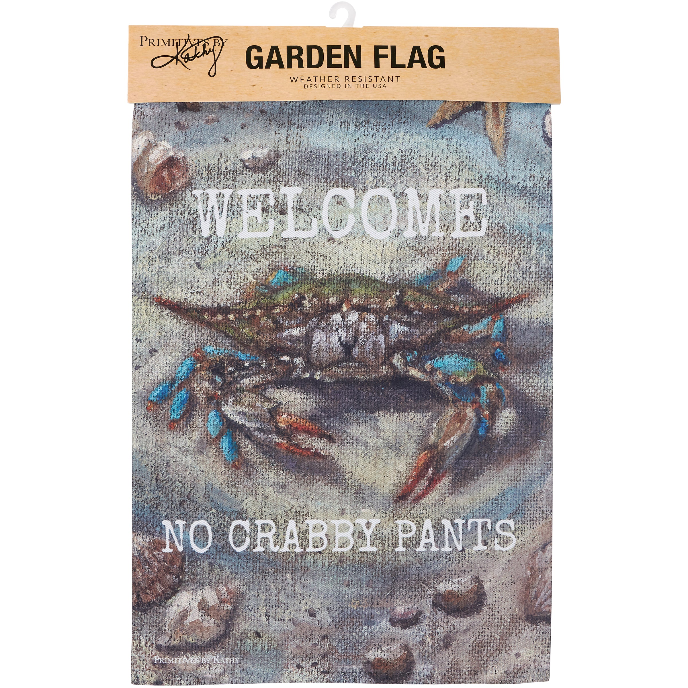 Double-Sided Blue Crab Welcome Garden Flag: Weather-Resistant Polyester Beach Decor
