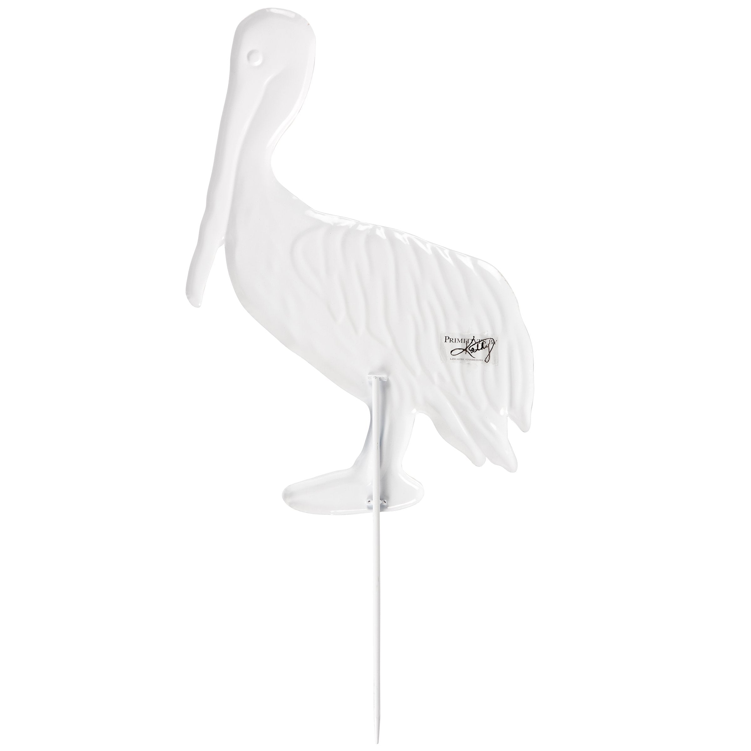 Charming Pelican Metal Garden Pick with Embossed Details and 8-inch Stake